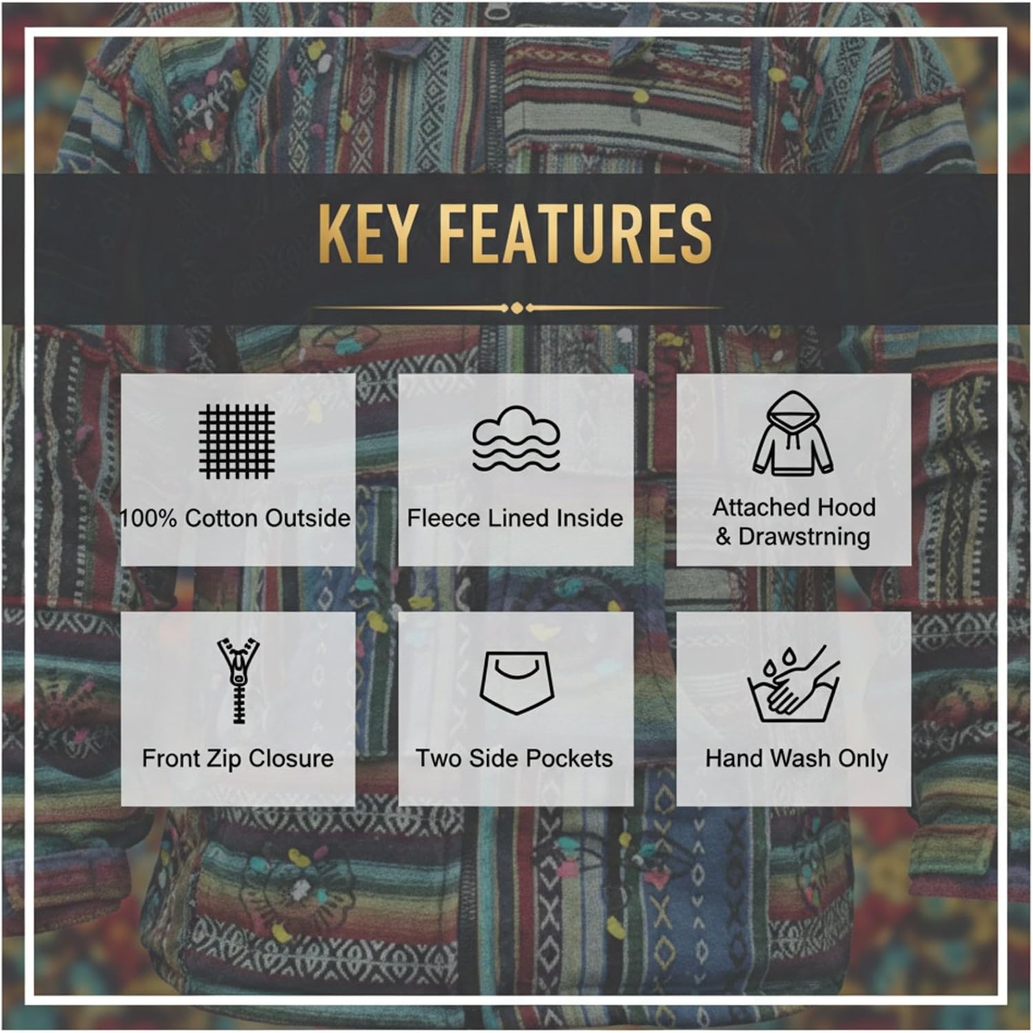 Shopoholic Fashion Men’s Boho Patchwork Hoodie | Handmade Fleece-Lined Jacket from Nepal