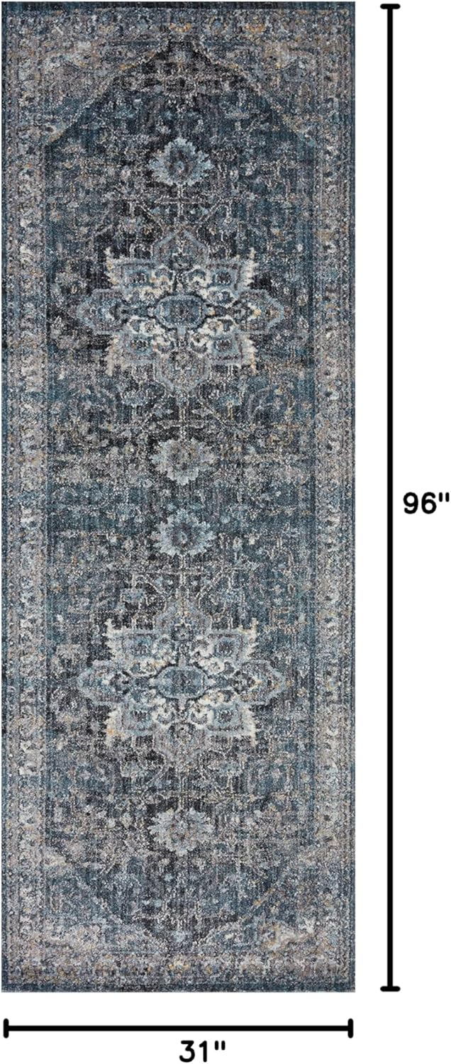 Loloi Samra Collection SAM-01 Denim/Grey 2'-7" x 8'-0" Runner Rug