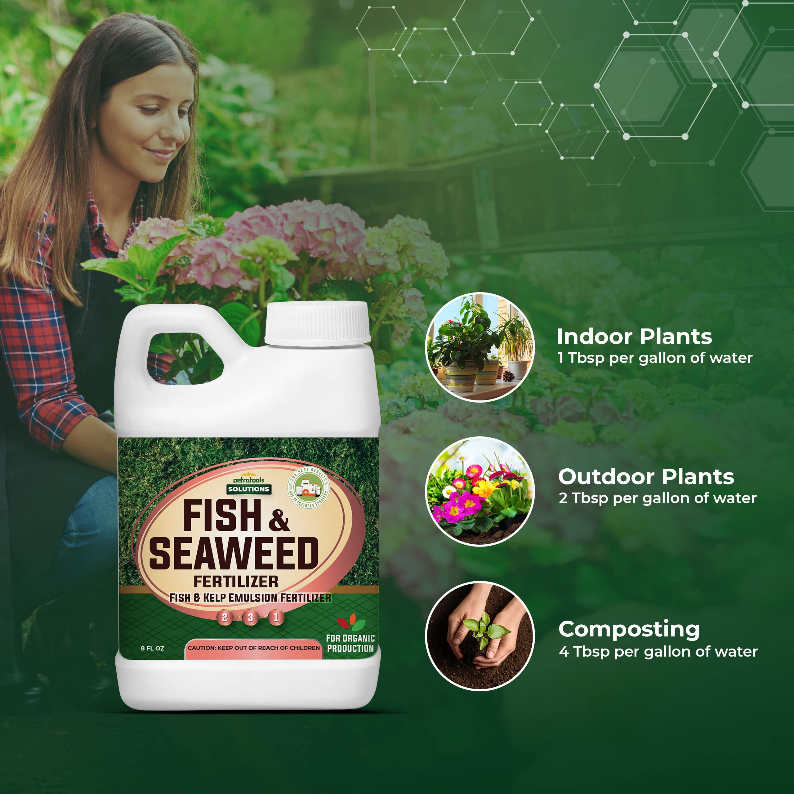 PetraTools Liquid Fish & Seaweed Fertilizer, Fish Emulsion Fertilizer