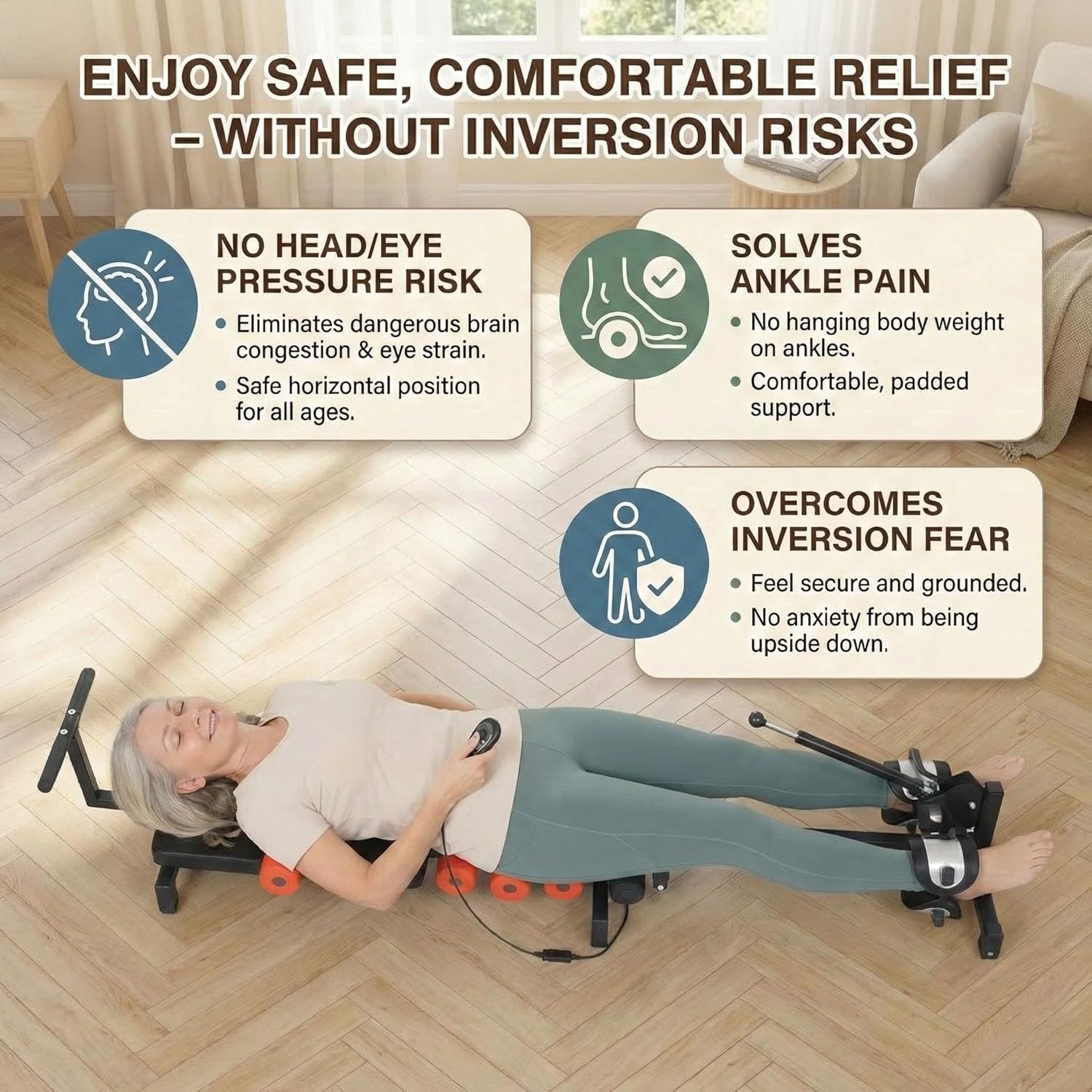 Electric Traction Machine for Neck and Back, Home Spinal Decompression Device for Lower Back Pain Relief, Non-Inversion Design spine stretcher for Safer Daily Use,Lumbar Traction Decompression Table