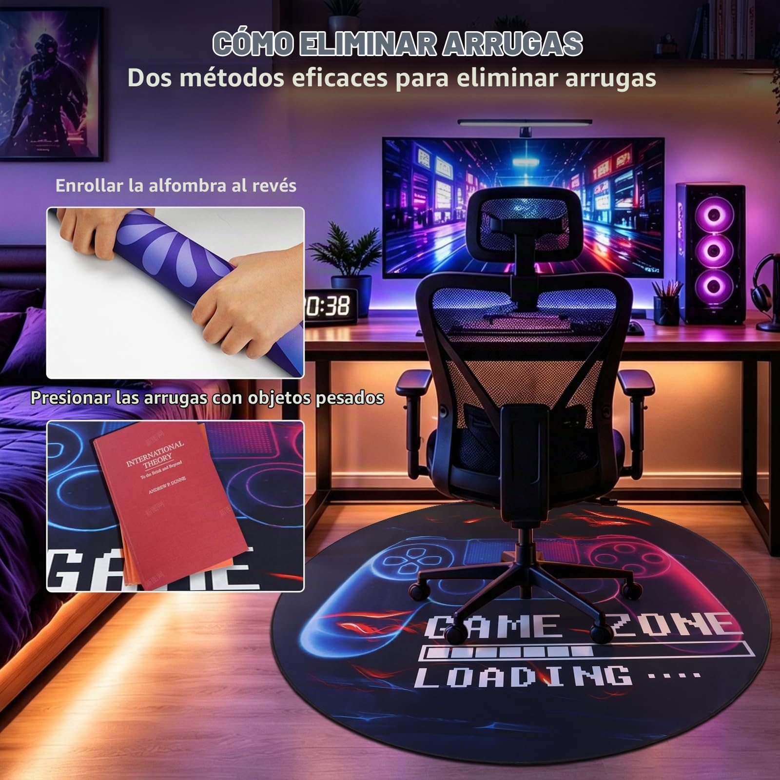 Capslpad Alfombrilla protectora para gaming, 120 x 120 cm, antideslizante, para silla de oficina, para suelo de madera dura, alfombrilla para silla, para sala de juegos, hogar, oficina, laminado