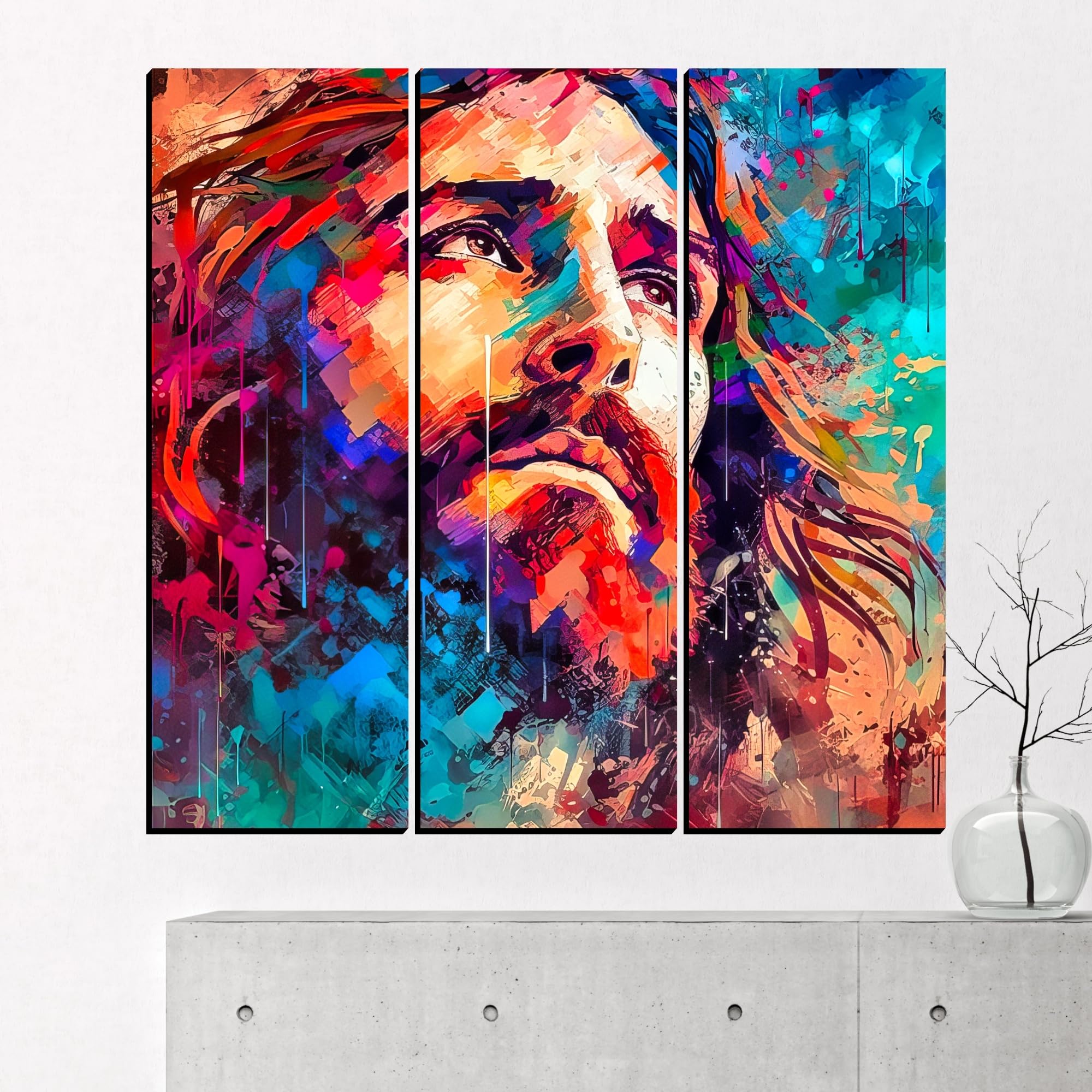 JB Creations Jesus Christ Painting For Homes Digital Reprint 18 inch x 18 inch Painting (Without Frame, Pack of 3)