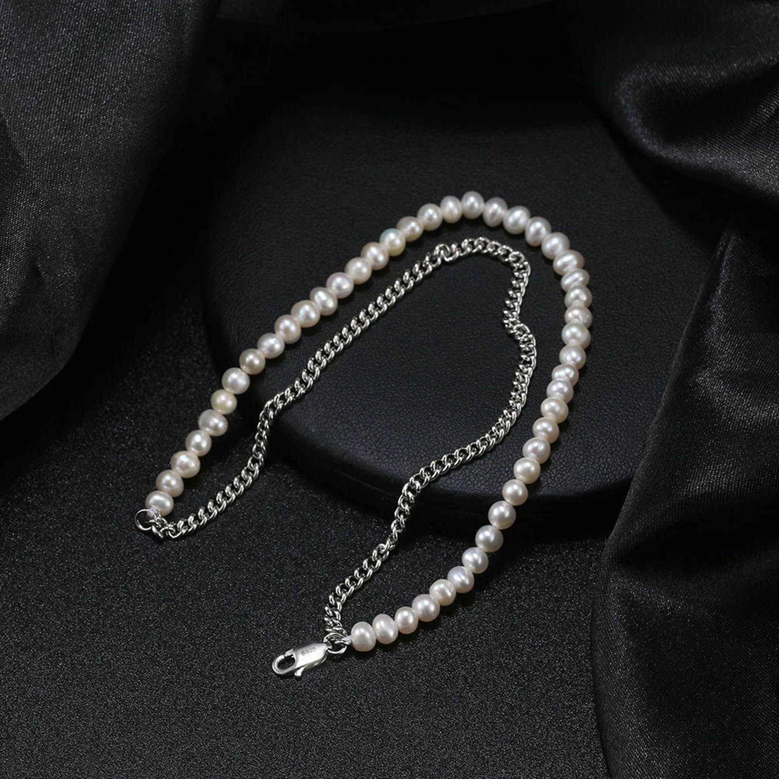 Bracciale Argento 925 Donna, Bracciali Donna A Doppio Strati Barbazzale e Perle Braccialetto - Gioielli Donna Regali Donna per Mamma Ragazza Lei