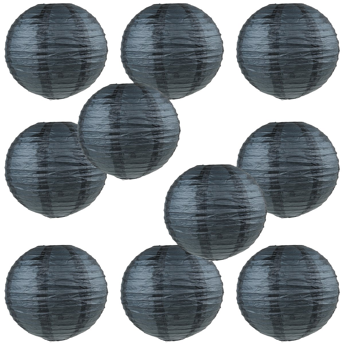 WYZworks Round Paper Lanterns 10 Pack (Black, 8") - with 8", 10", 12", 14", 16" option