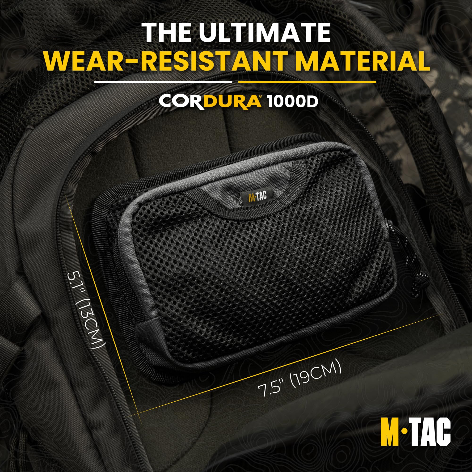 M-Tac Tactical Bag Insert Modular Organizer Utility Admin Pouch Hook Fasteners - Mesh Pocket