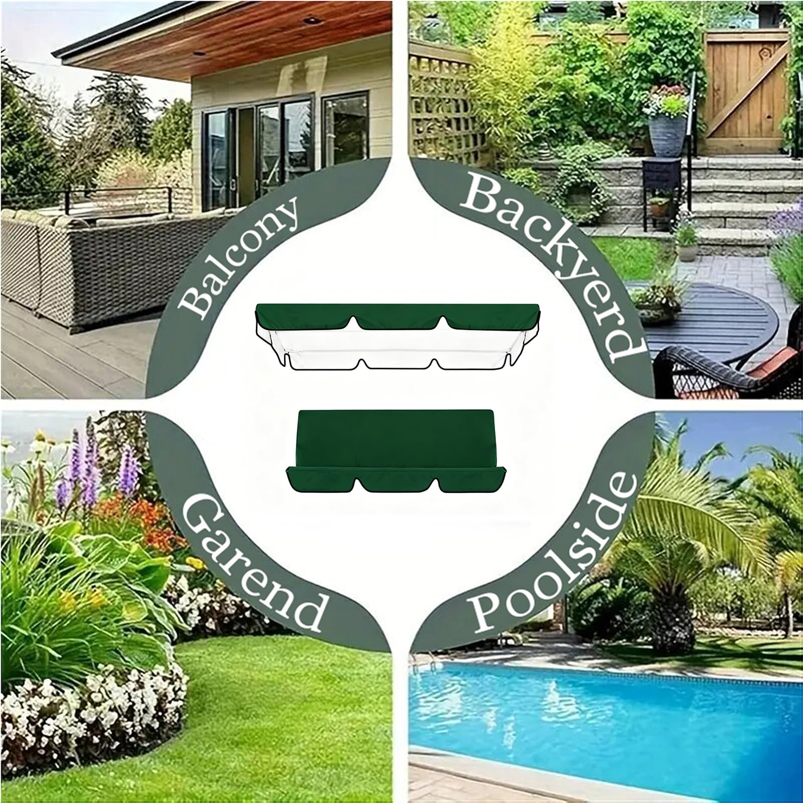 Generico Telo di Copertura per Altalena Tendalino con Protezione UV Copertura Superiore di Ricambio per Dondolo Patio 2/3 Posti per Cortili Patii e Terrazze,001,190 * 132 * 15cm
