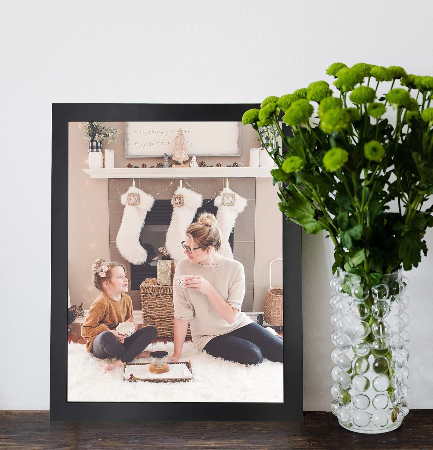 Golden State Art 16x20 Wood Picture Frame with Real Glass and 1.25'' Wide (Black)