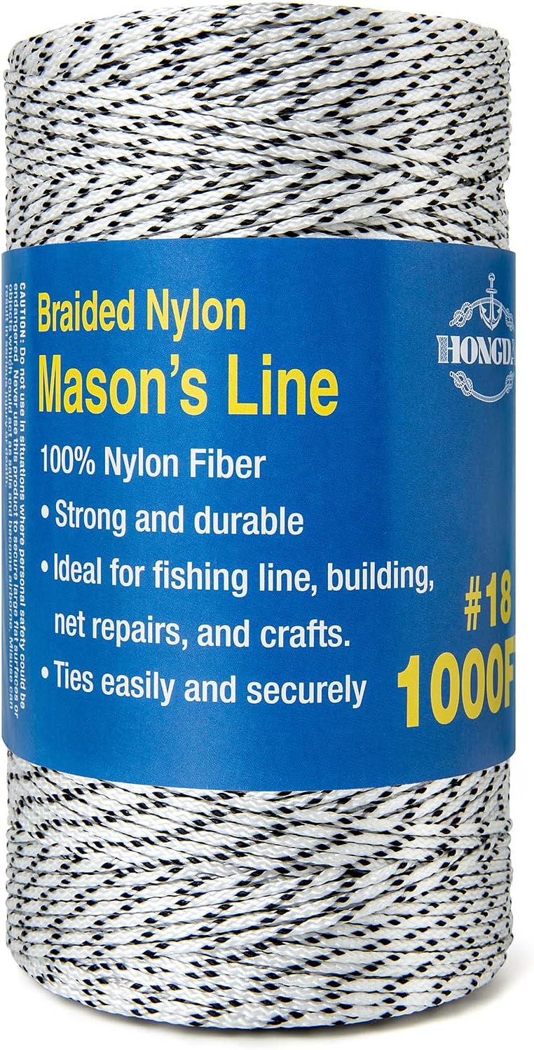 HONGDA Professional Masonry String Lines, 500 Feet #18 Bonded Braided Nylon Mason Line, Durable and Versatile String for Masonry, Construction, Gardening, and DIY Projects