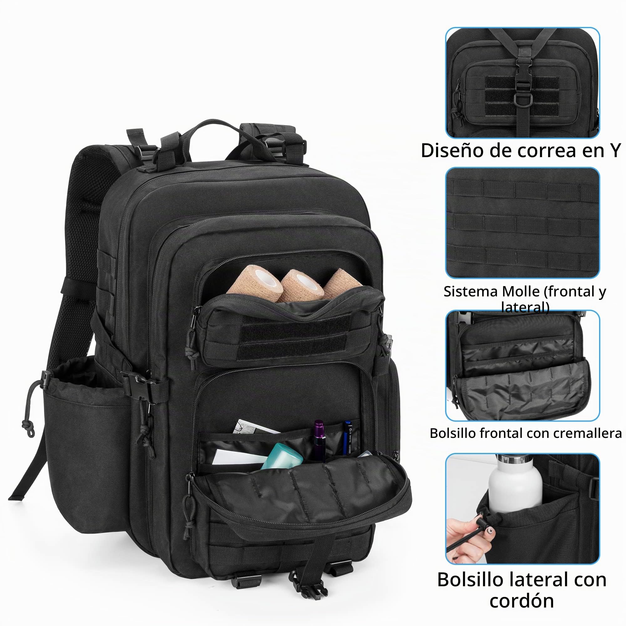 Damero Mochila Táctica Médica, Bolsa de Suministros Médicos Mochila de Primeros Auxilios con Correa en Y Superior para Caminar