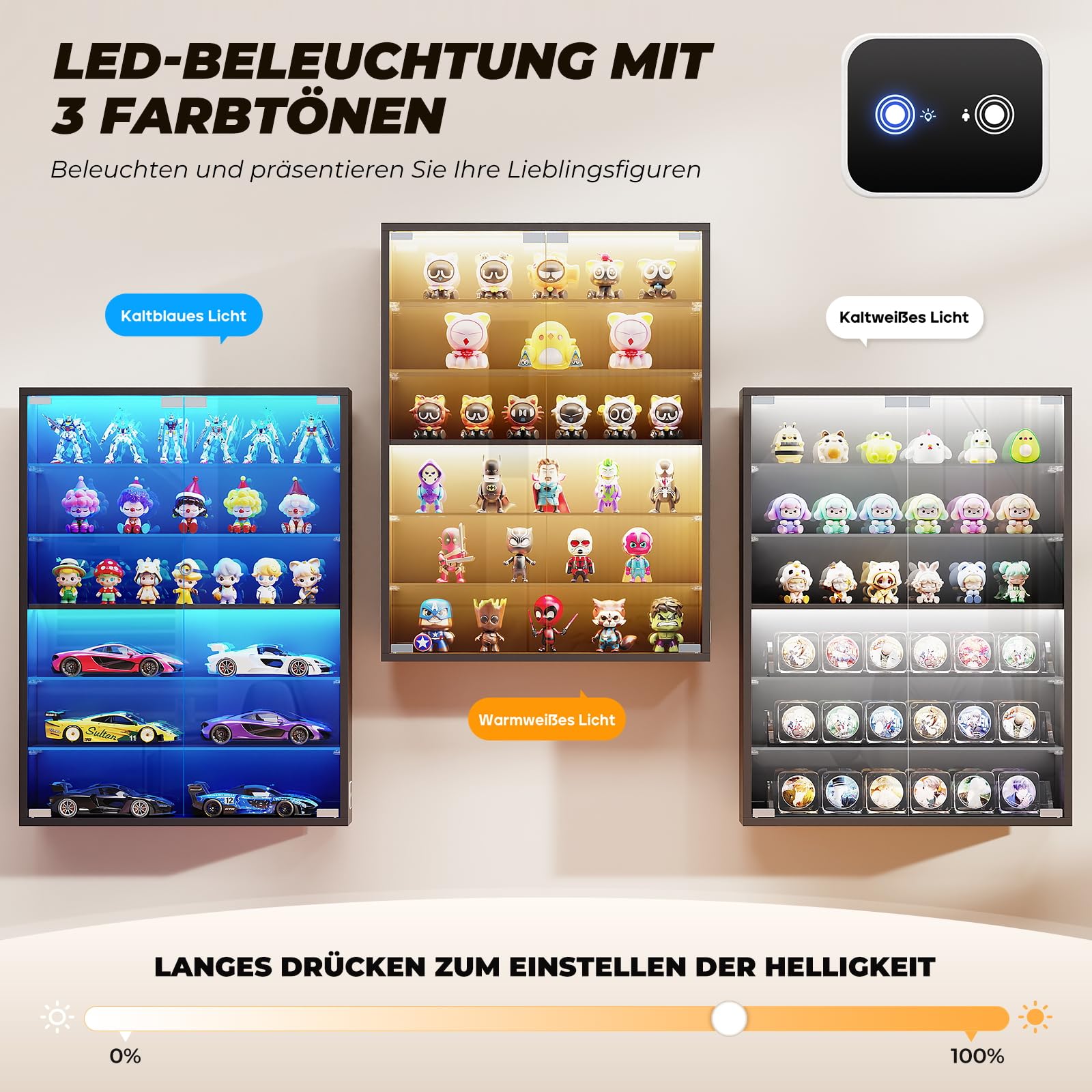 BROTTAR Wandvitrine mit Glastüren, Vitrine für Sportkarten, schwarz