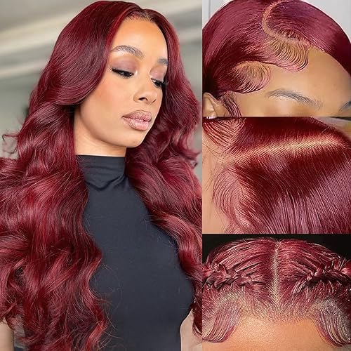 Miniatura 166 de Aaliweya 99J Burgundy Lace Front Wig Human Hair 13X4 Body Wave Hd Lace Frontal Wig for Women 180 Density Glueless Wig Pre Plucked With Baby Hair