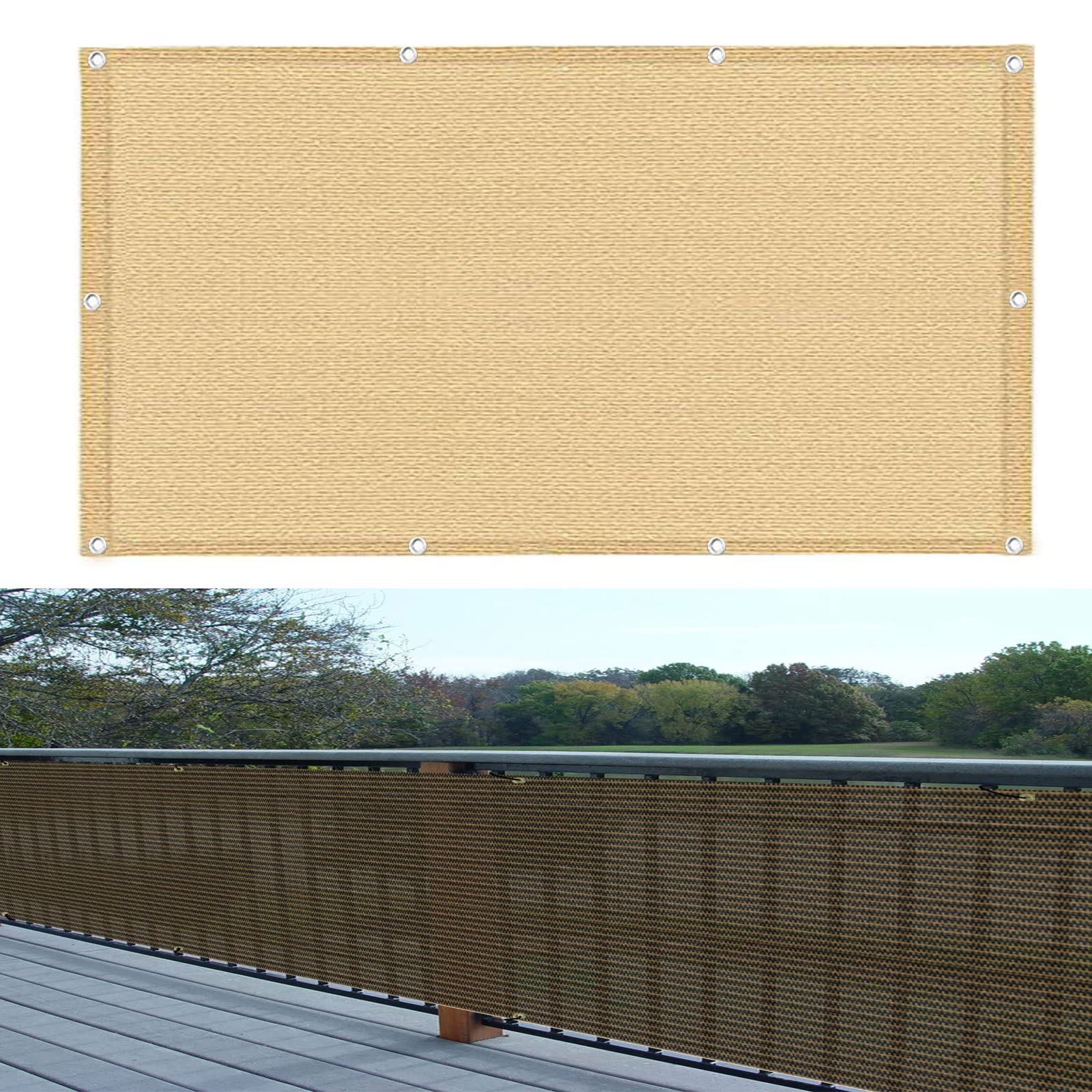 Couverture de confidentialité écran de balcon jaune sable et paravent de jardin avec oeillets 6m