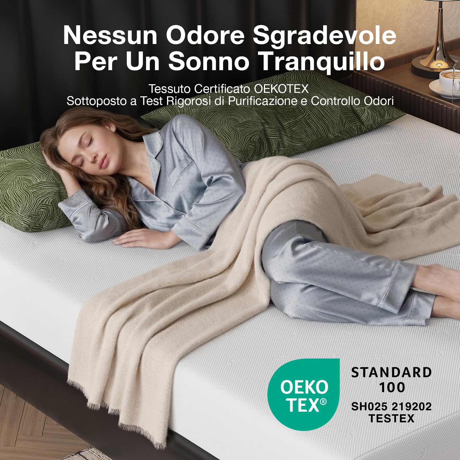 Novilla Materasso 90x200, Materasso Singolo, Altezza 20 cm, Gel Memory Foam, Schiuma Traspirante in Fibra di Bambù, Sostegno Perfetto, Rispettoso Della Pelle, Mediamente Solido