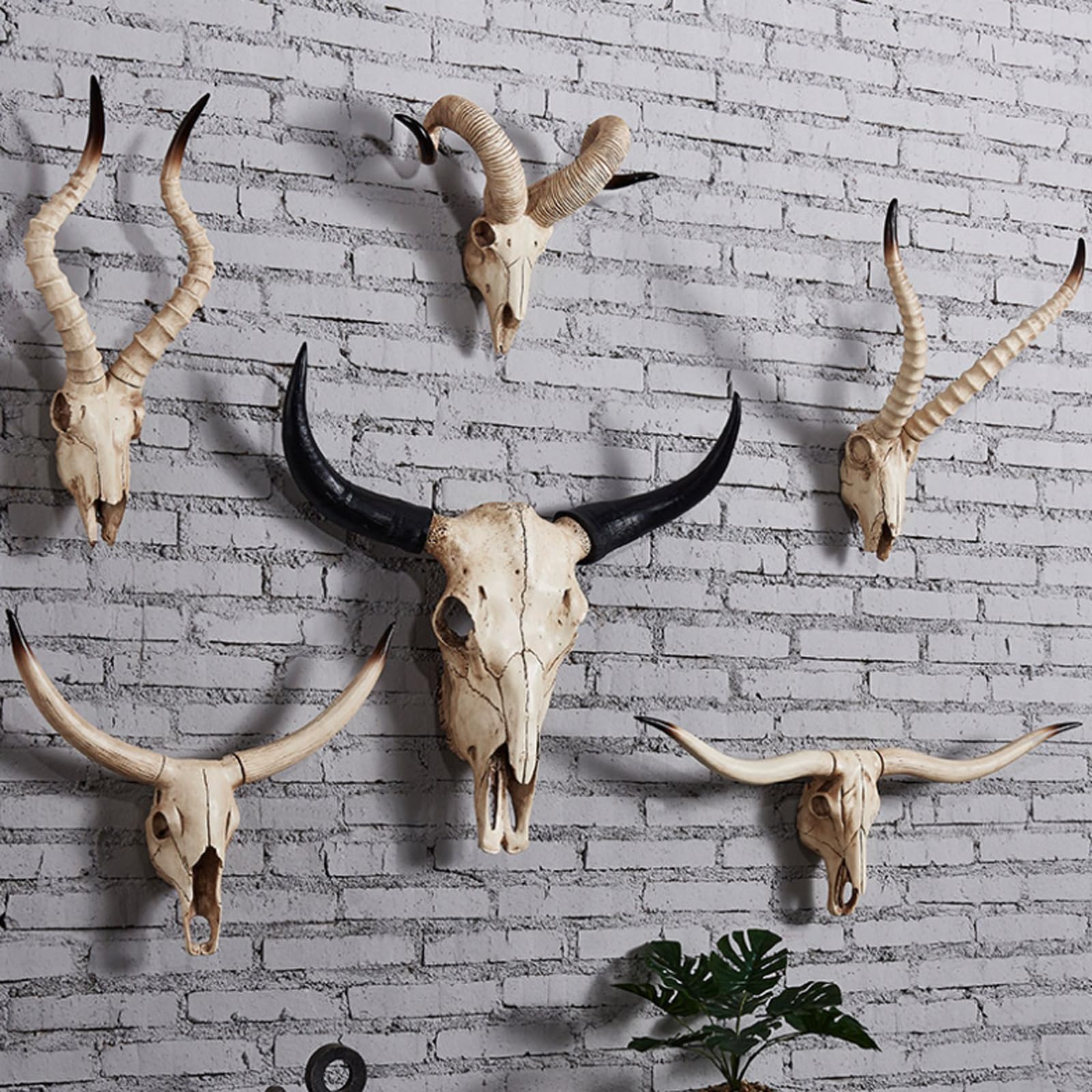 Decorazione da parete in resina a forma di teschi di animali, decorazione da parete in stile occidentale per la casa, 64 x 46 cm