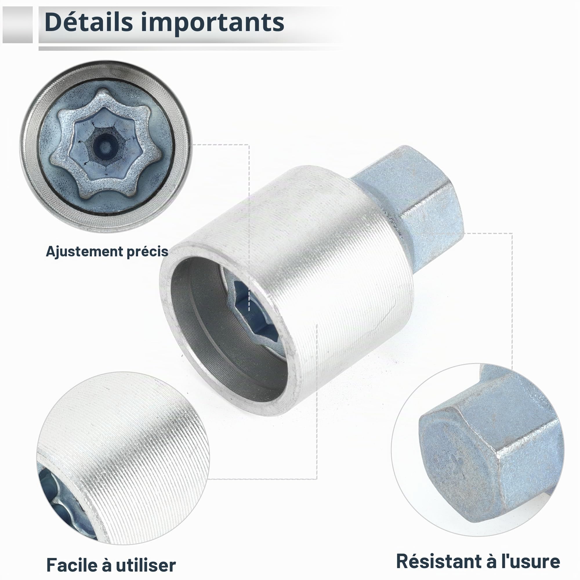 Kit De Boulons De Verrouillage De Roue Pour Audi A4L 1 Ensemble | Type X, Argent, Acier, Hauteur 42.5mm, Diam. Ext. 29mm, Diam. Int. 24mm, Pour Audi A5 A6L Q2L Q3 Q5 Q7 A8