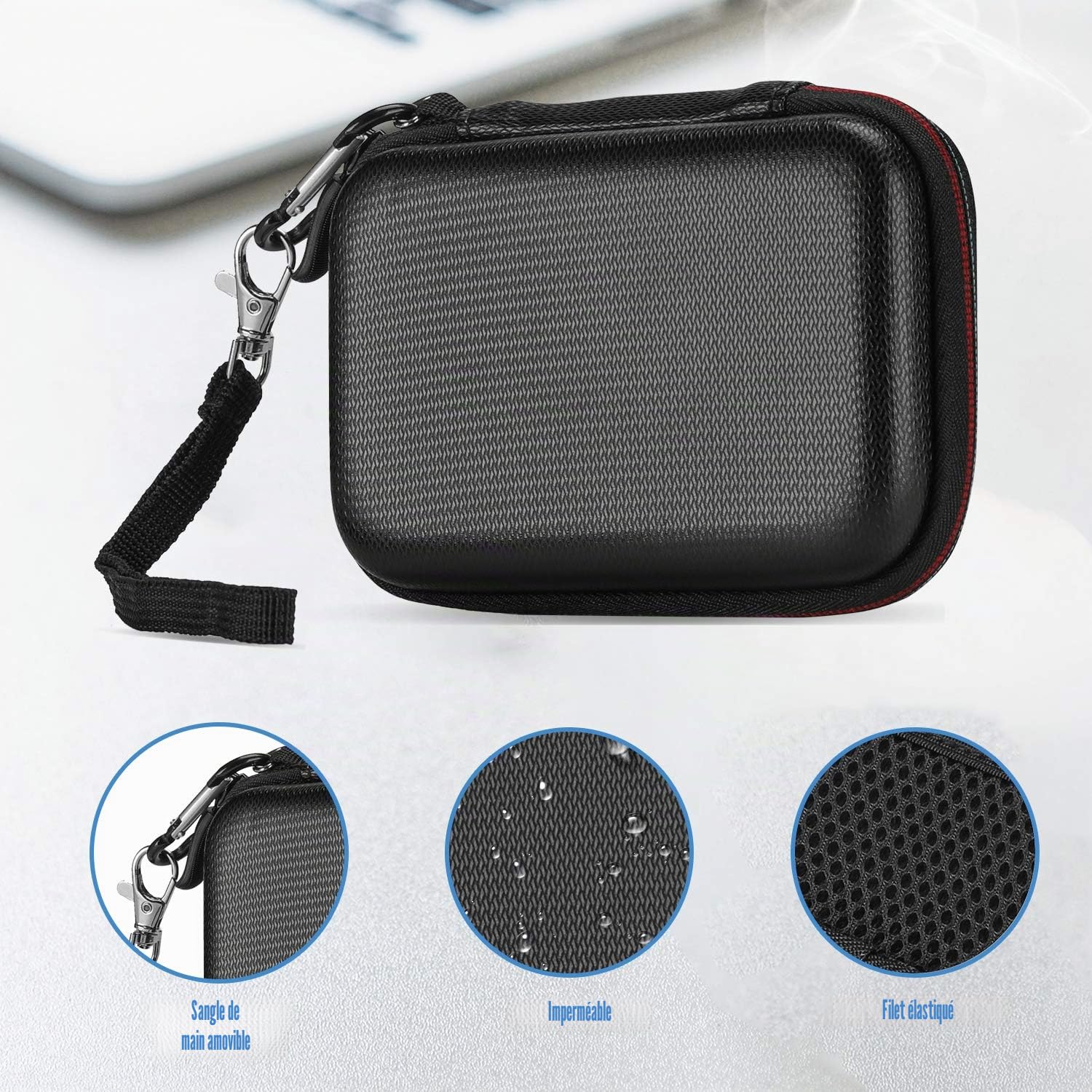 ProCase Étui SSD Samsung T7 T7 Touch Silicone Housse Voyage Portable Externe Coque Rigide Poche Filet Noir