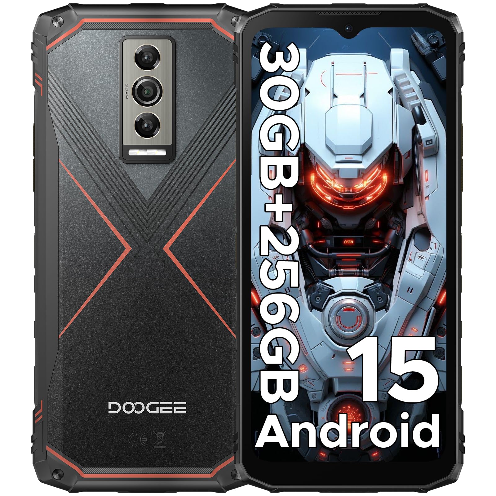 DOOGEE Blade 10 Pro Android 15 Rugged Phone,10.7mm Ultra-Thin,30GB+256GB Rugged Smartphone,Octa Core 6.56" HD+90Hz,50MP+8MP,IP68/IP69K Waterproof Phone,Widevine L1,NFC/Face Unlock