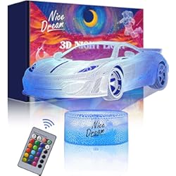 Luz Ambiente Interior Coche Nice Dream Luz Nocturna De Coche Deportivo Para Niños, Lámpara De Ilusión 3d, Luz Led Para La Habitación, Mando a Distancia Con 16 Cambios De Color Regulables, Regalos Para Niñas Chicos
