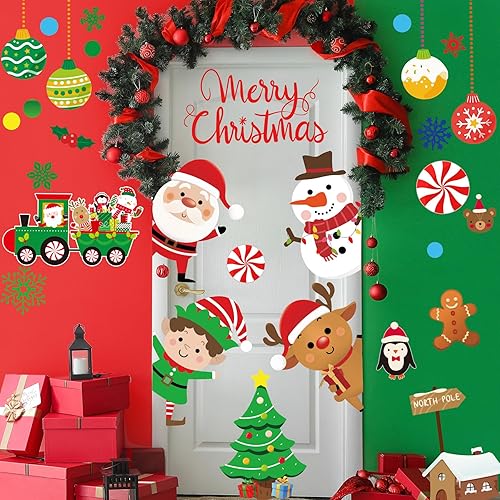 Miniatura 6 de Calcomanías de pared de Navidad, 96 unidades, calcomanías de pared de Navidad, extraíbles, grandes, decoraciones de pared de Navidad, baño, Papá