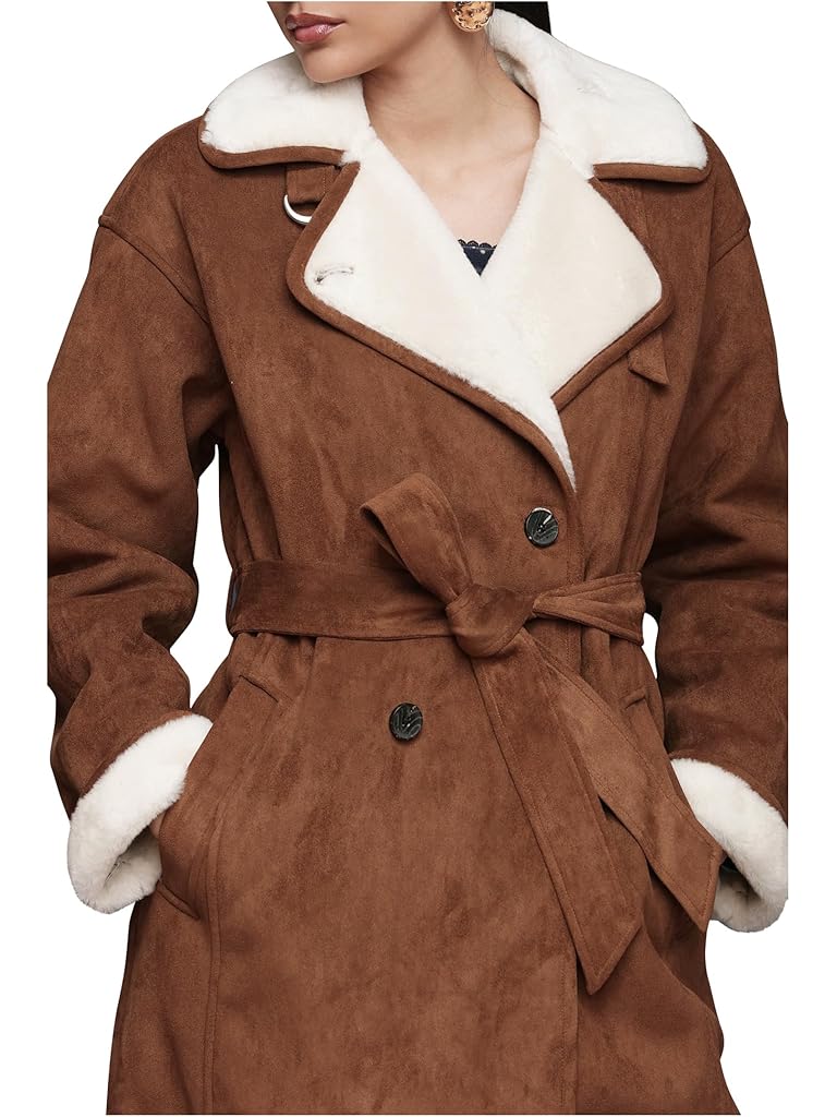 Tan Avec Les Filles Faux Shearling Belted Coat