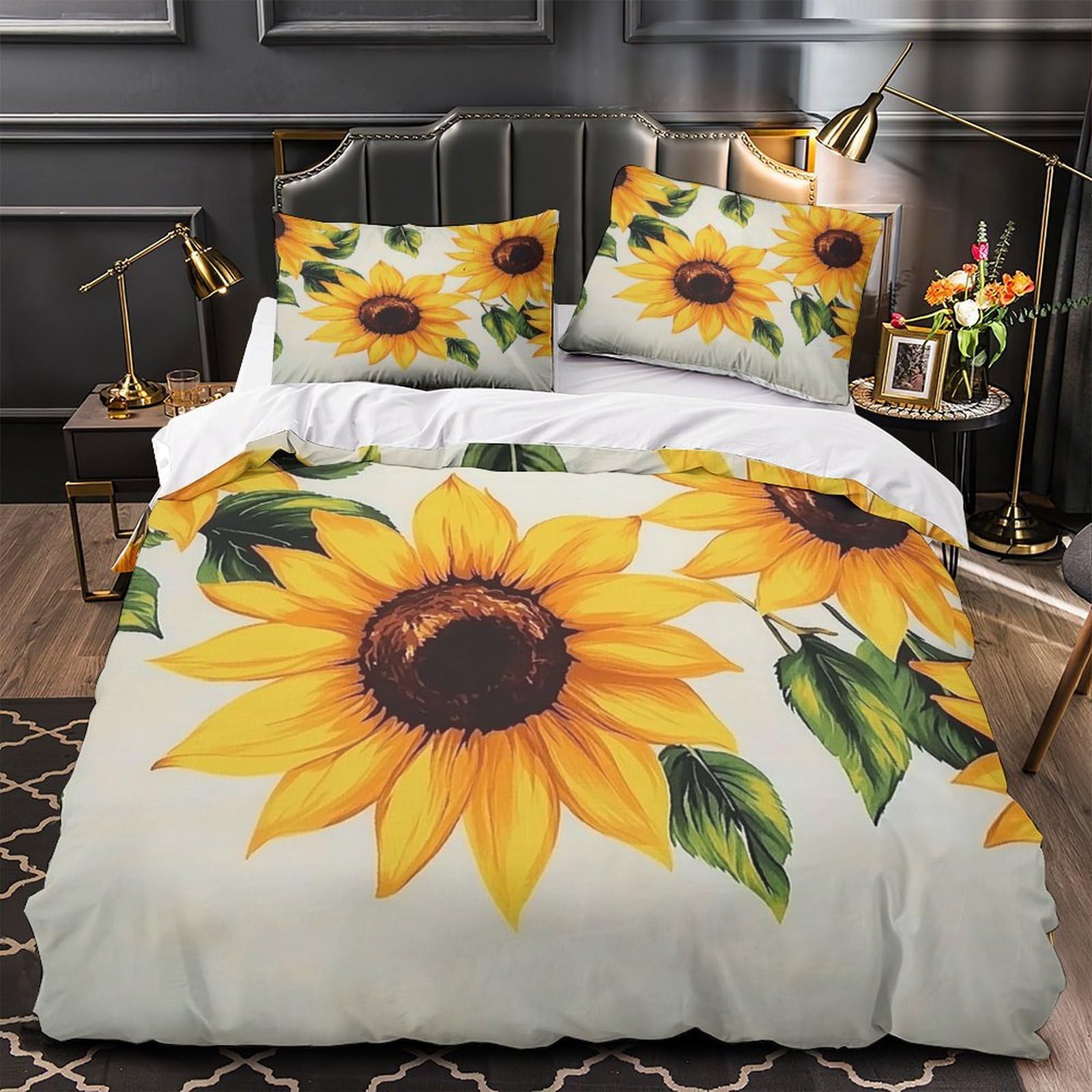 Housse de Couette Tournesol pour Chambre de Fille et Ado de 140x200cm