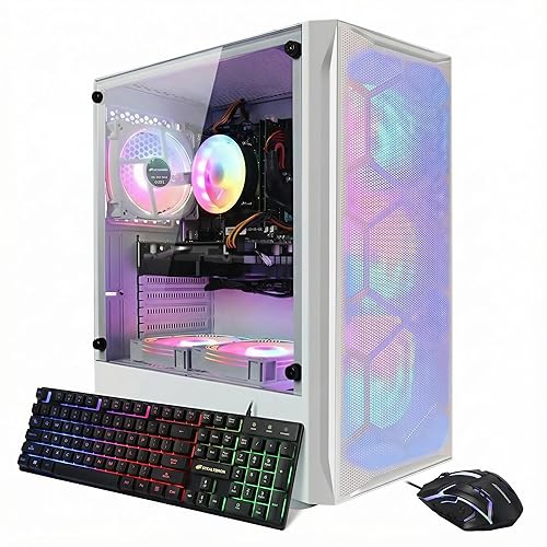 STGAubron Gaming PC Computer Desktop, GeForce GTX 1660 Ti 6G, Intel Core I7 up to 3.9 GHz, 16G RAM, 512G SSD, WiFi, BT 5.0, RGB Fan x 6, Windows 11 Home, White
