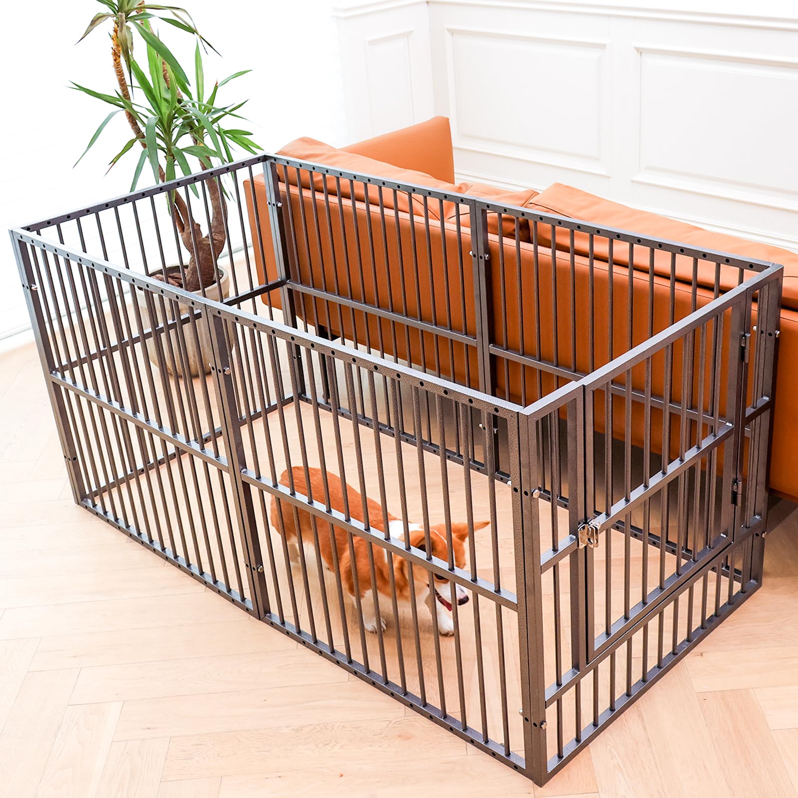 Dog Playpen - 32" Height Dog Pen, Heavy Duty Puppy Pen with Door, Safe & Sturdy, Easy Assemble for Indoor/Outdoor Pet Playpen