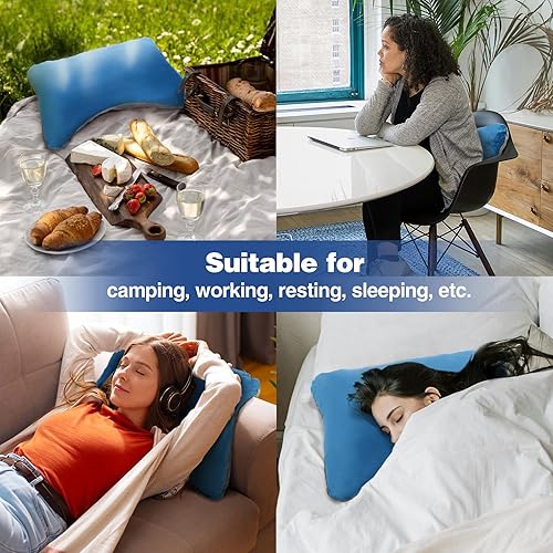 Miniatura 7 de REDCAMP Almohada de camping para dormir ligera y comprimible, almohada pequeña para viajes de mochilero, hamaca, piel de durazno verde
