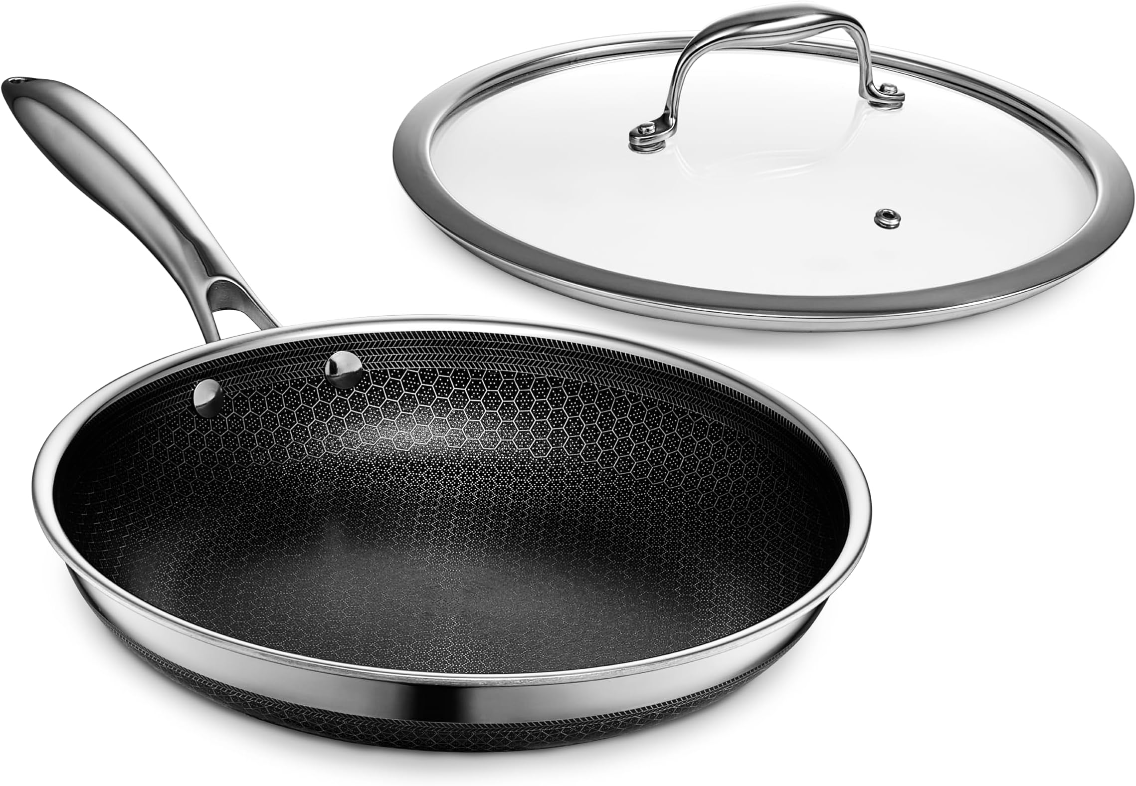 10 Inch Hybrid Stainless Steel Frying Pan with Cooking Lid