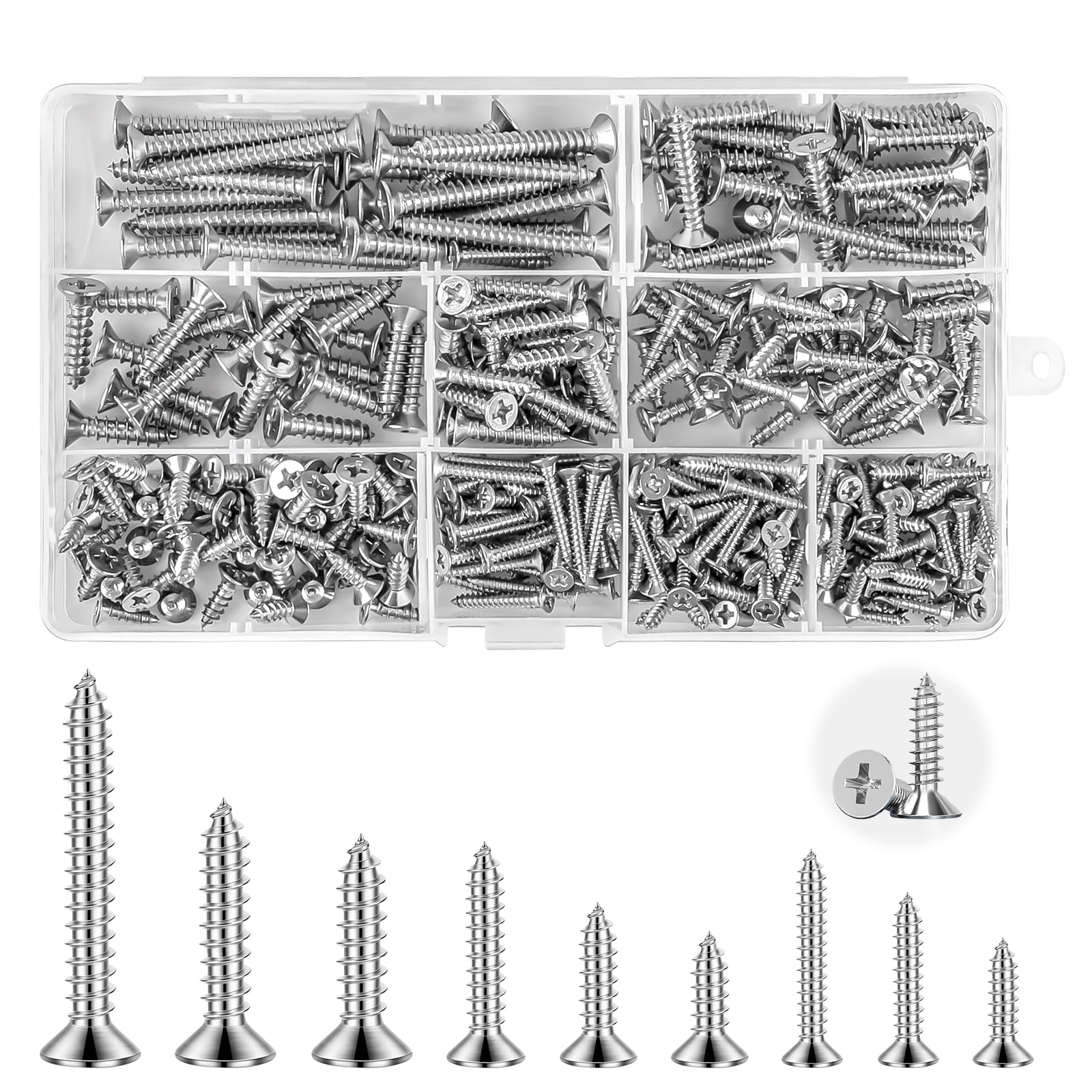360 PCS Wood Screws Kits, M3 M4 M5 Self Tapping Screws Assortment Kit