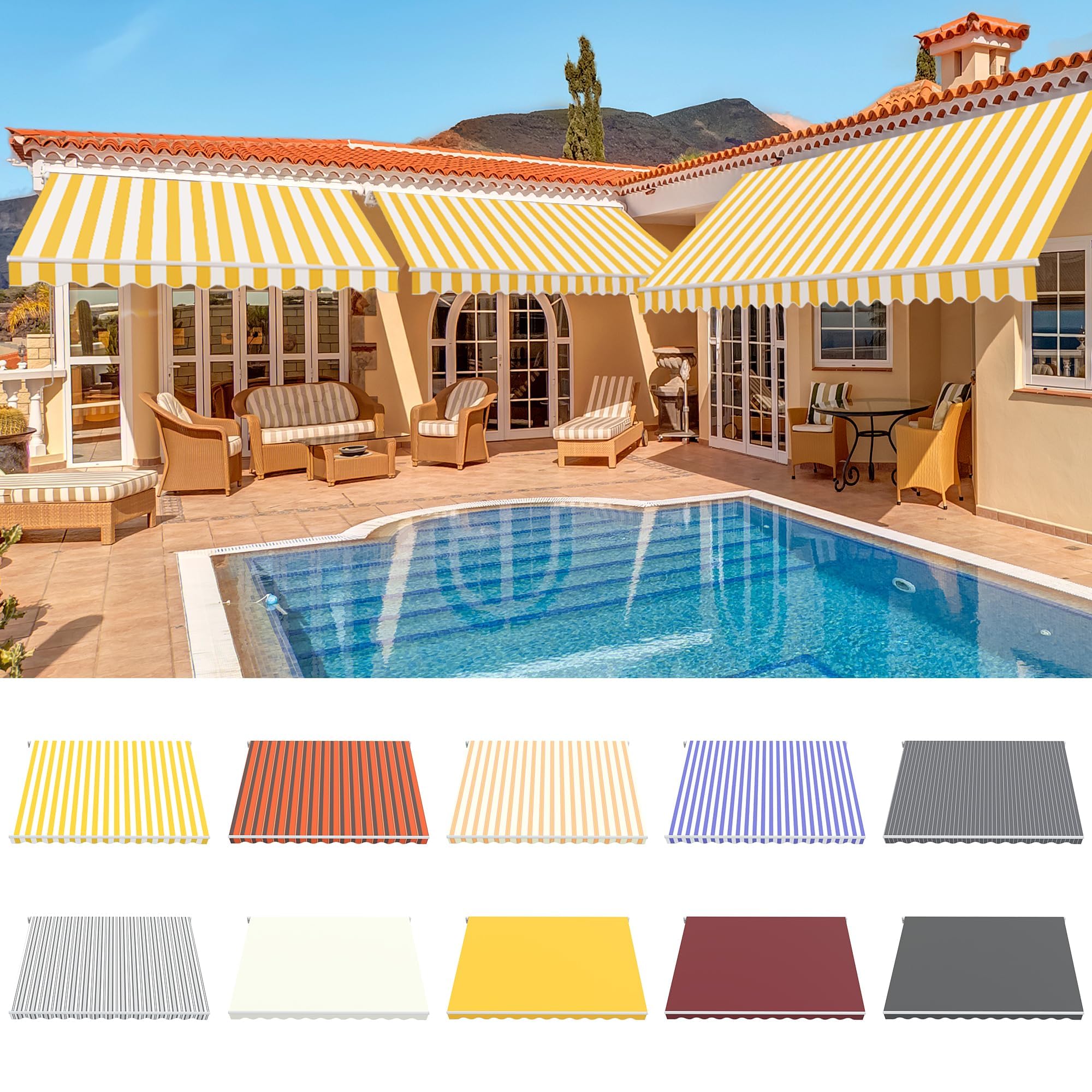 paramondo Gelenkarmmarkise Basic 2000 Markise Sonnenschutz Sichtschutz für Balkon & Terrasse, Vollständig zusammengebaut, 250 x 150 cm (Breite x Ausfall), Uni Anthrazit