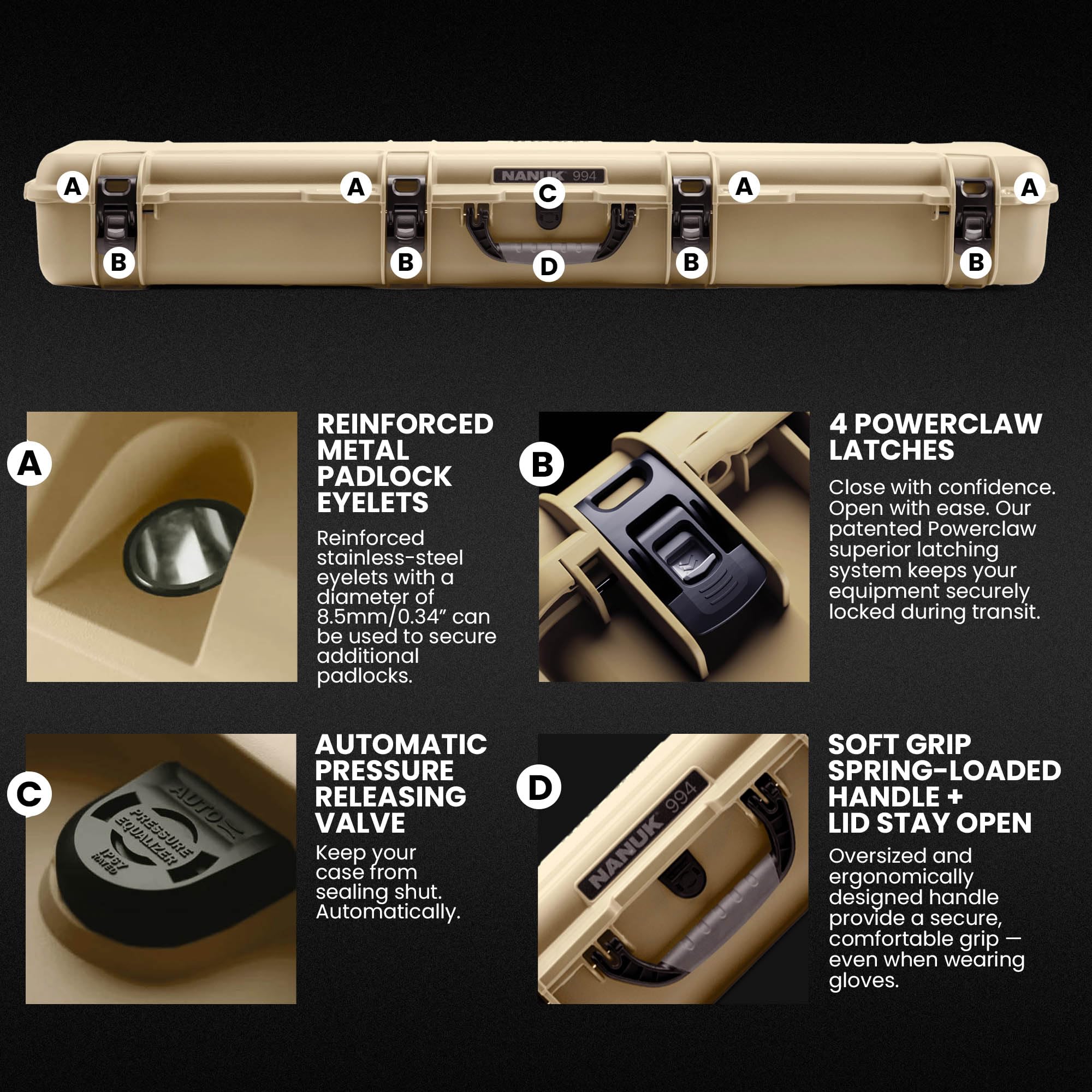 NANUK 994 Custodia con schiuma personalizzabile - 51.3 ″ Lunga, IP67 Impermeabile e indeformabile, Costruzione robusta e leggera per la massima protezione, Prodotto in Canada