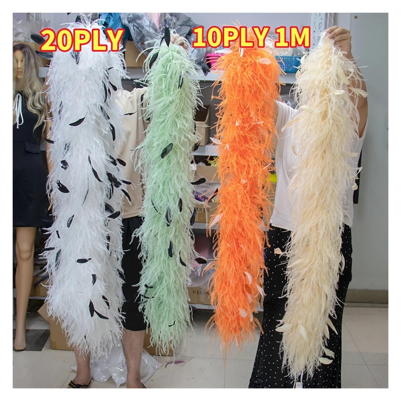 Boas à plumes Boa en plumes d'autruche blanches, 1/2 mètres de Long, accessoire Costume bal mariage, jupes, garniture robe, décor artisanal DIY