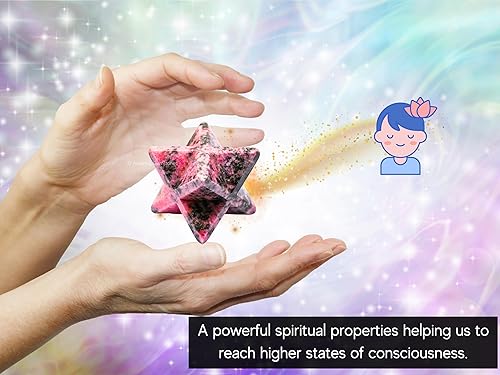 Miniatura 230 de Amazing Gemstone Larvikite Merkaba Crystal – Estrella de Merkaba metafísica de 1 pulgada para meditación – Cristal tetraedro energético y piedras