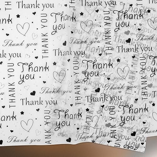 Miniatura 5 de Hi Sasara 50 hojas de papel de seda de agradecimiento a granel, embalaje de agradecimiento, 14 x 20 pulgadas (negro)