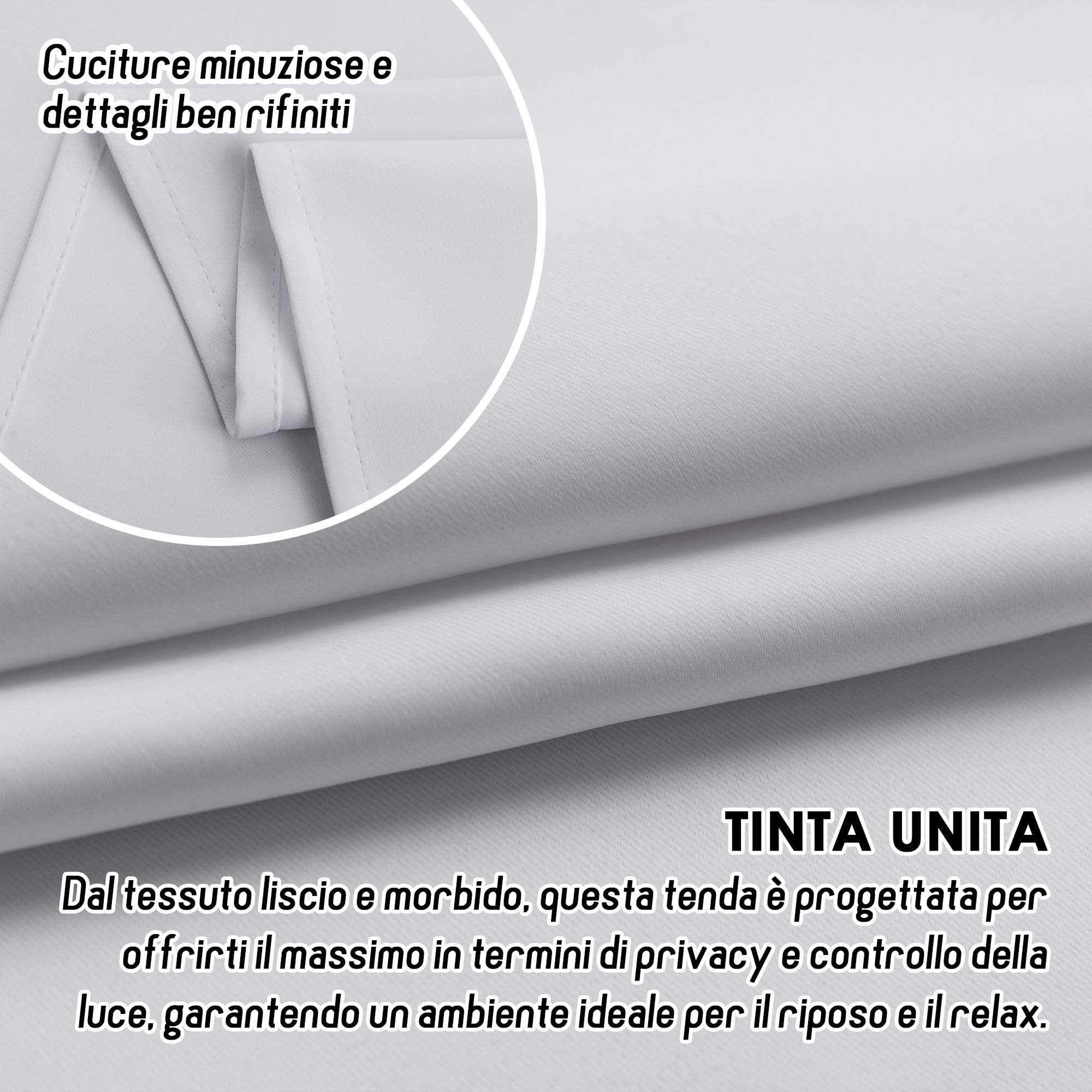 GIRASOLE HOME Paire de Rideaux Blancs Occultants Thermiques Doux, Couleur Unie, Rideau Isolant pour Salon, Chambre et Intérieur, 2 Panneaux avec Oeillets 140 x 238 cm