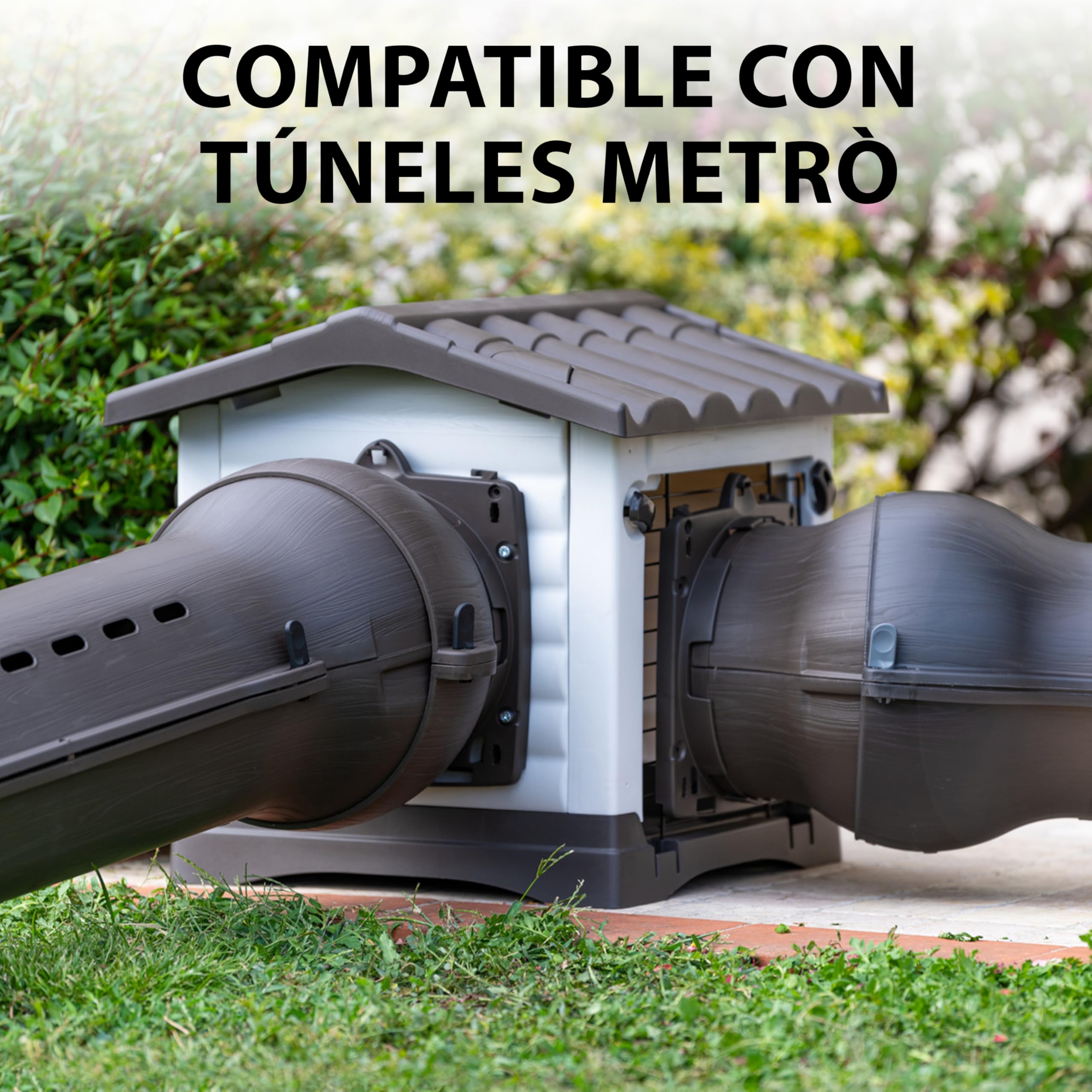 Ferplast Casita para Conejos Metro', conectable a túneles para Conejos Enanos, Hurones y cobayas, con 2 entradas, Techo Desmontable y Base con desagüe, 43 x 48 x 44 cm.