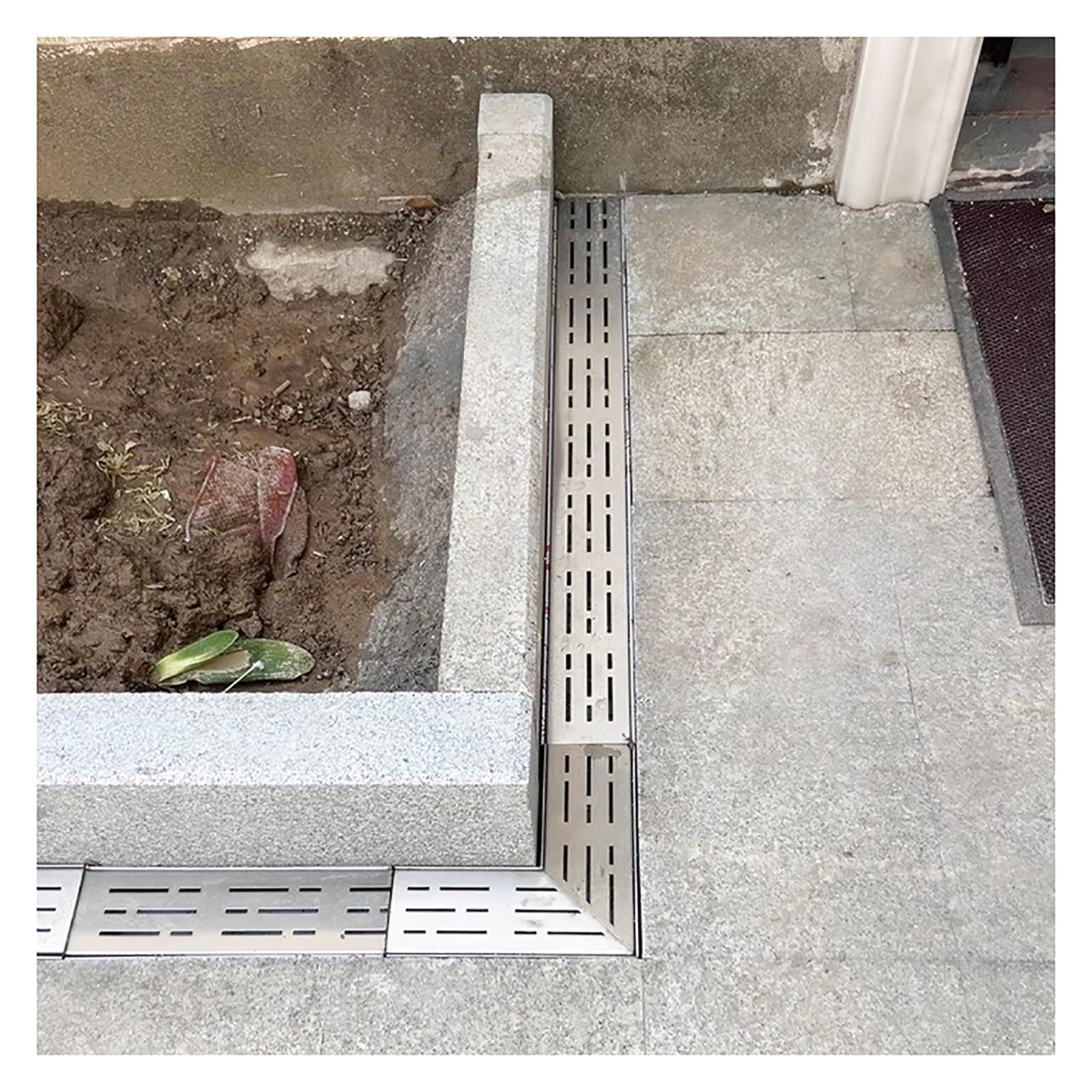 GLDYTVF 304 Stainless Steel Drainage Channel with Grate Narrow Outdoor Drain Cover for Patio Kitchen and Bathroom - Durable Rain Gutter (H5*W10CM/H1.96*W3.94IN)