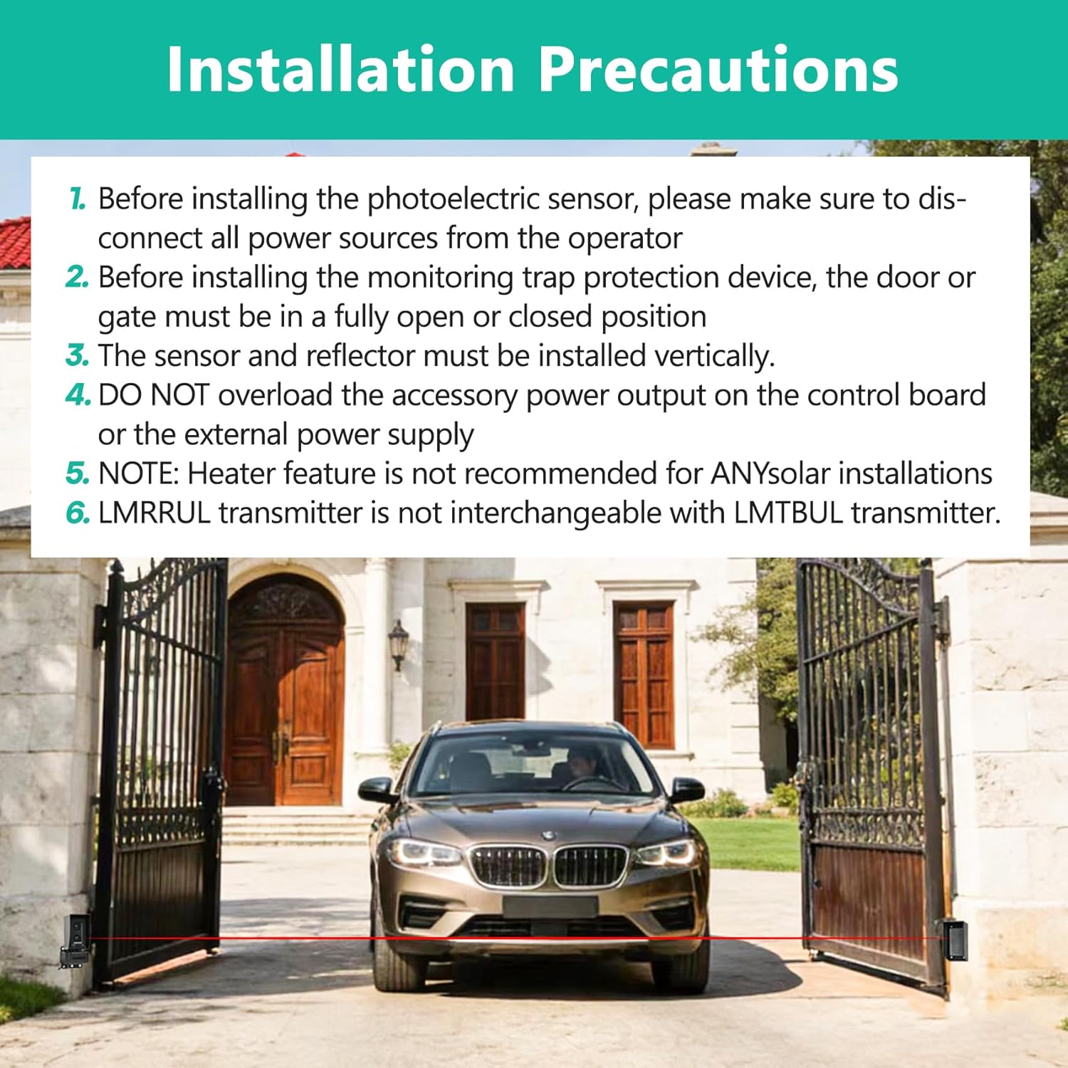 for LiftMaster LMRRUL Retro-Reflective Photo Eye and Reflector,Compatible with LiftMaster U/UL Series Gate Operators, for Model CSL24UL,CSW200UL, CSW24UL, LA400UL, LA412UL, LA500UL, RSL12UL,SL3000UL