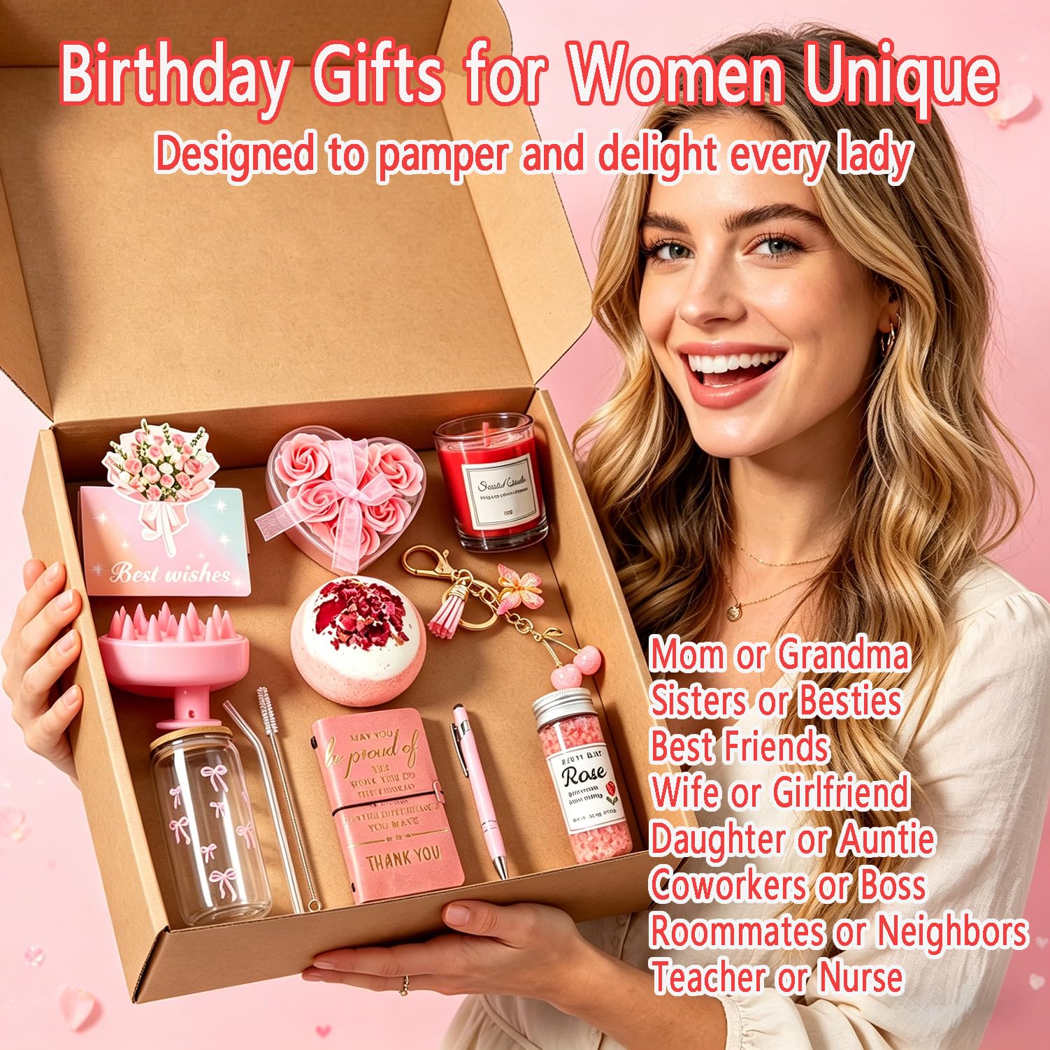 Geschenke für Frauen, Freundschaft, einzigartige Wellness-Geschenkkörbe für Frauen, Mutter, Ehefrau, Schwester, Freundin, beste Freunde, Geschenksets für sie, Muttertag, Valentinstag, Weihnachten, 10