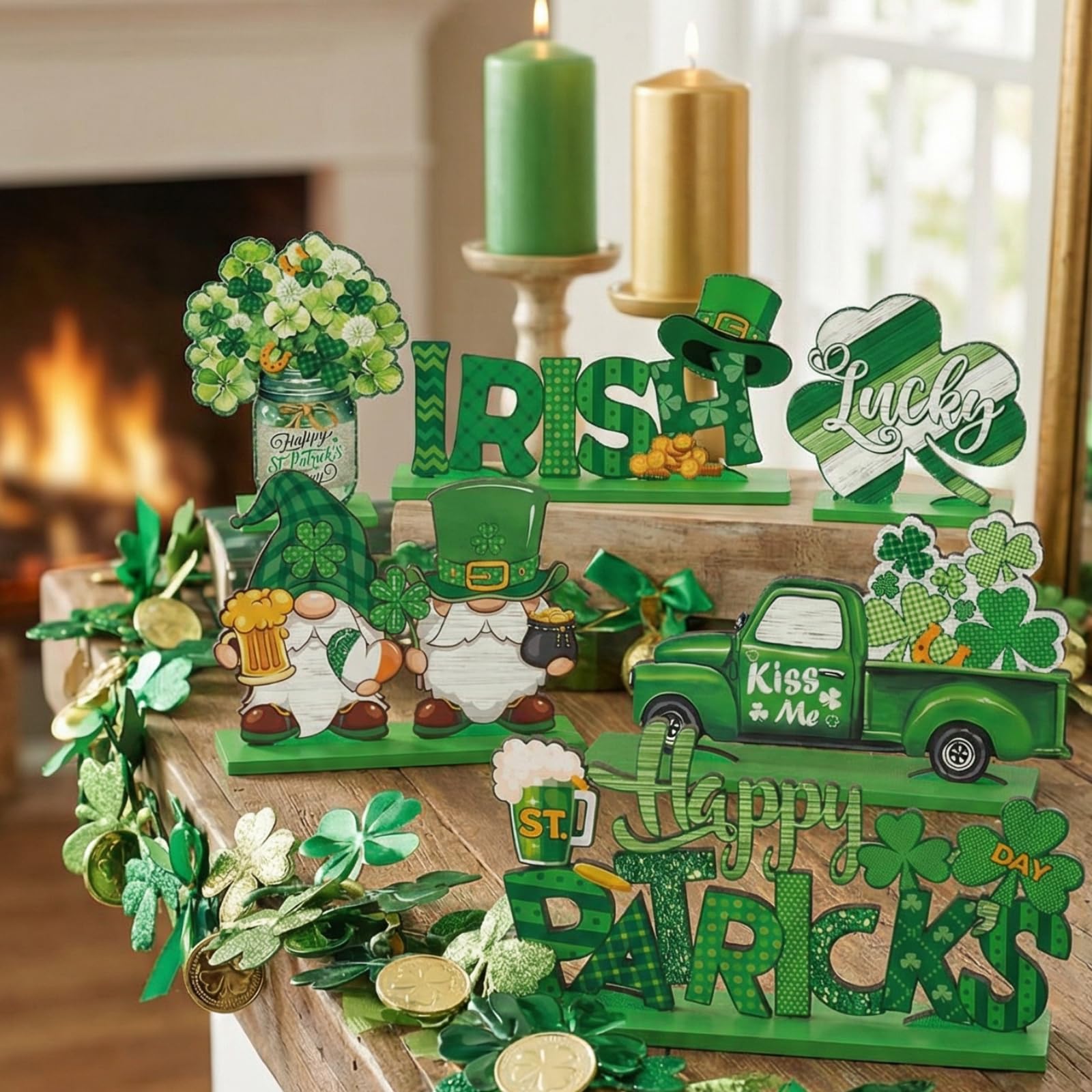 Snapklik.com : 6 Pcs St. Patricks Day Decorations Wooden Shamrock