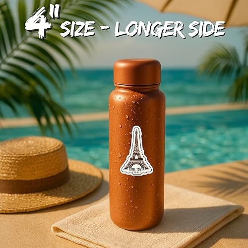 Miniatura 4 de Calcomanía de la Torre Eiffel de Francia resistente a la intemperie vintage de vinilo pequeño impermeable para botella de agua, taza, pasaporte,