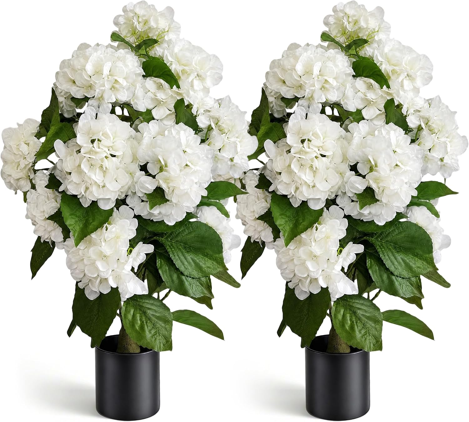 30inch Artificial Hydrangea Tree for Outdoors,Faux Hydrangea Flowers | Front Porch Decor,Potted, UV Resistant, Potted,Realistic Touch
