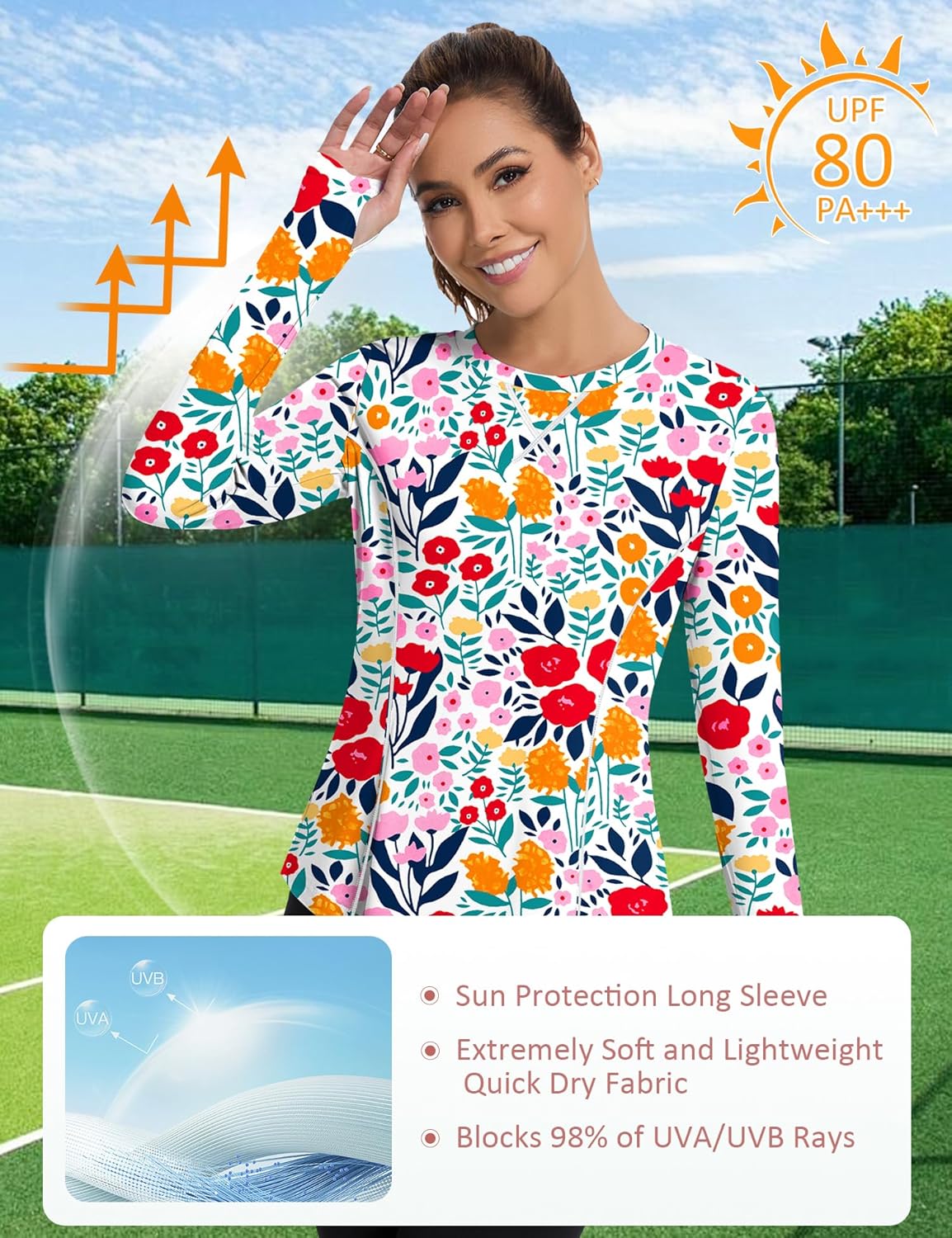 Avoogue Women UPF 50+ UV Shirts Long Sleeve with Thumb Holes Workout Sun Shirt Quick Dry Athletic Hiking Running Tops - Image 3