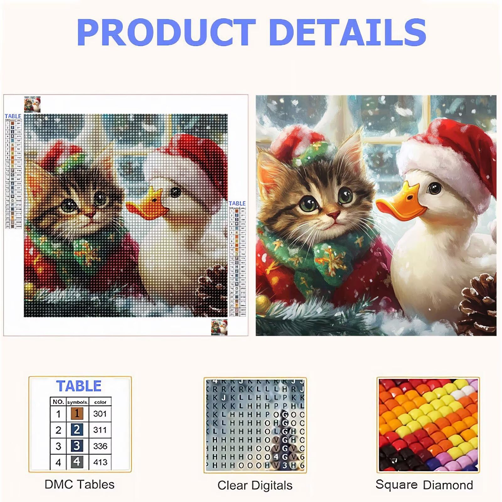 Diamond Painting Adulti, Natale Diamond Painting Kit Completo, 5D Pittura Diamante Bambini Attività Manuale Creativa e Idea Regalo, Diamantini Crystal Art Tela Fai Da Te Kit 70x70cm Animale FX#1131