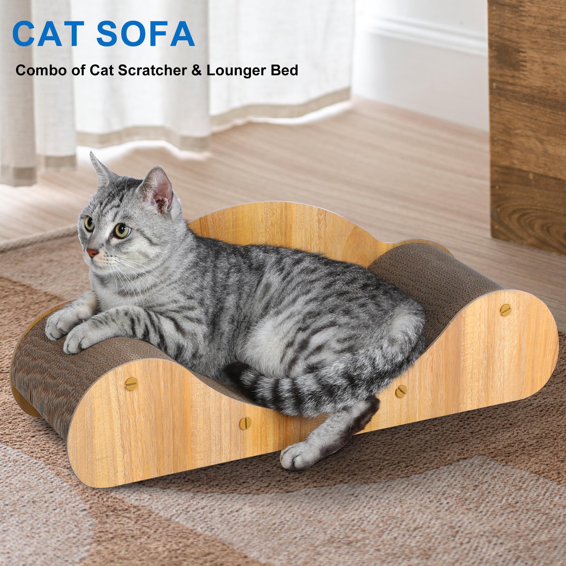 FluffyDream Round Sofa Cat Scraper - Durable Cat Leisure Bed - Indoor Scraper and Play House - Corrugated Toy Cat Birthday - 23.6 * 9.4 * 6.7inch
