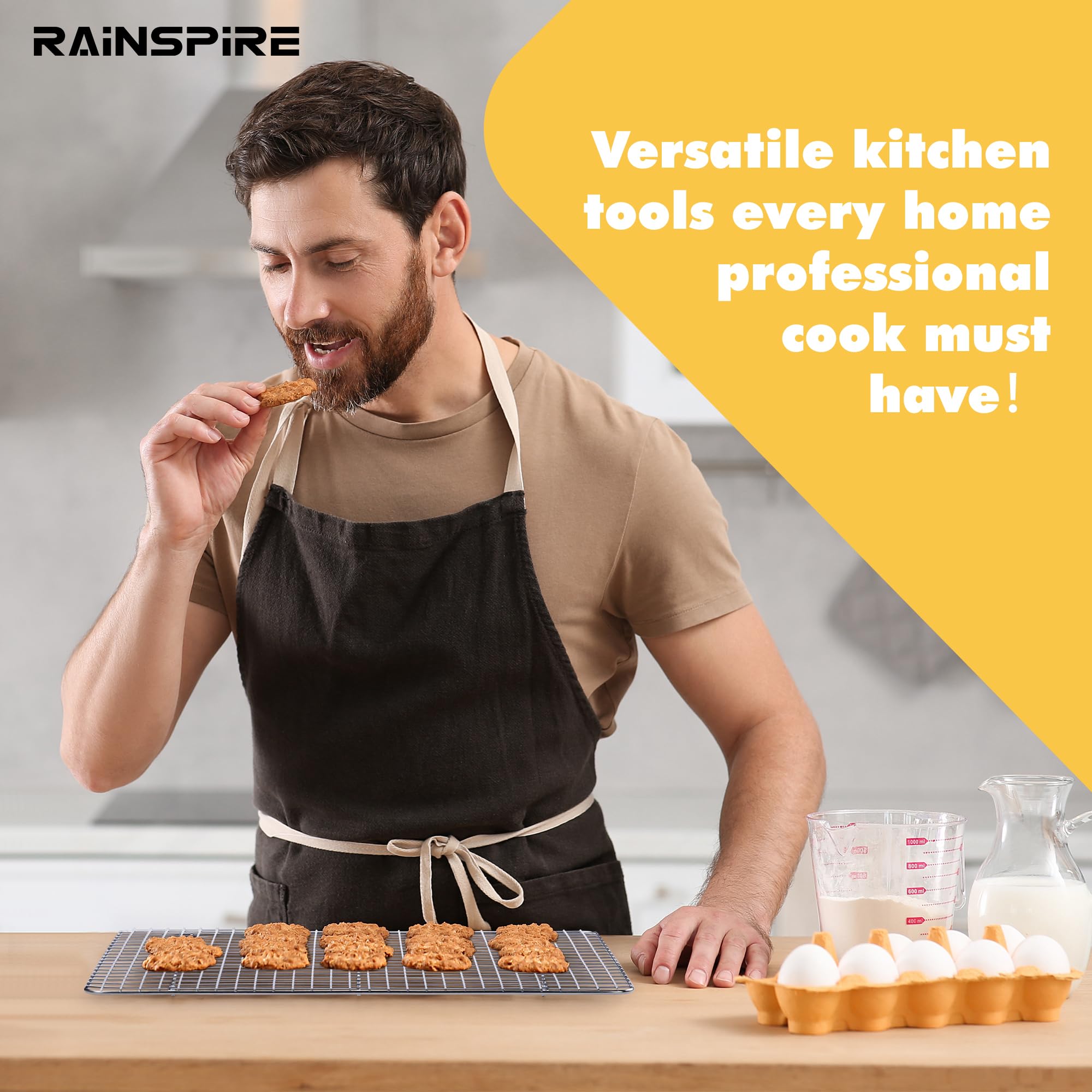 Rainspire Estante de refrigeración de acero inoxidable, estantes de refrigeración resistentes para cocinar y hornear, estante de alambre apto para horno para cocinar, estante para hornear para cocinar