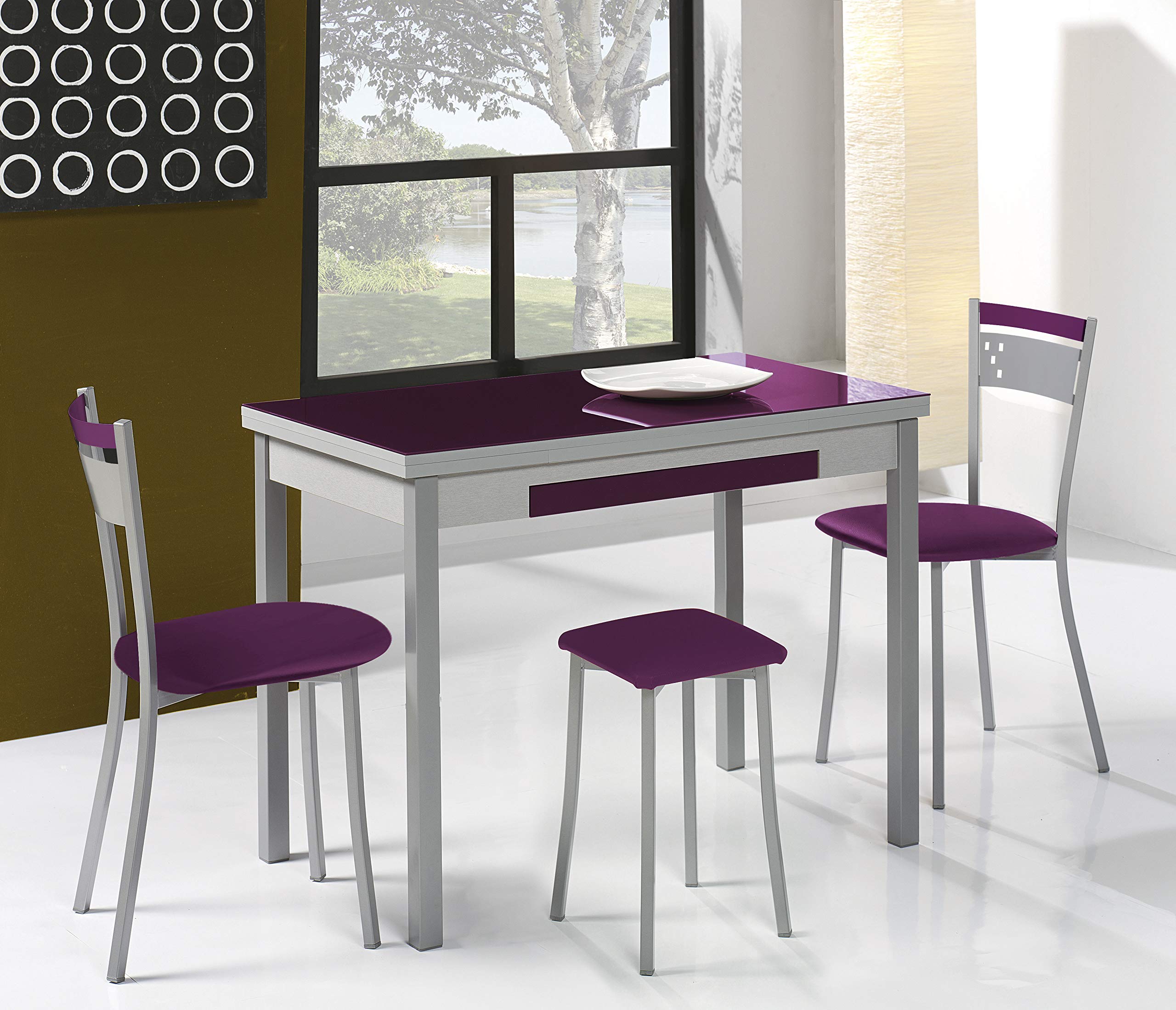 ASTIMESA TABPIBL Due sgabelli da cucina gambe design ecopelle bianco, altezza seduta 45 cm