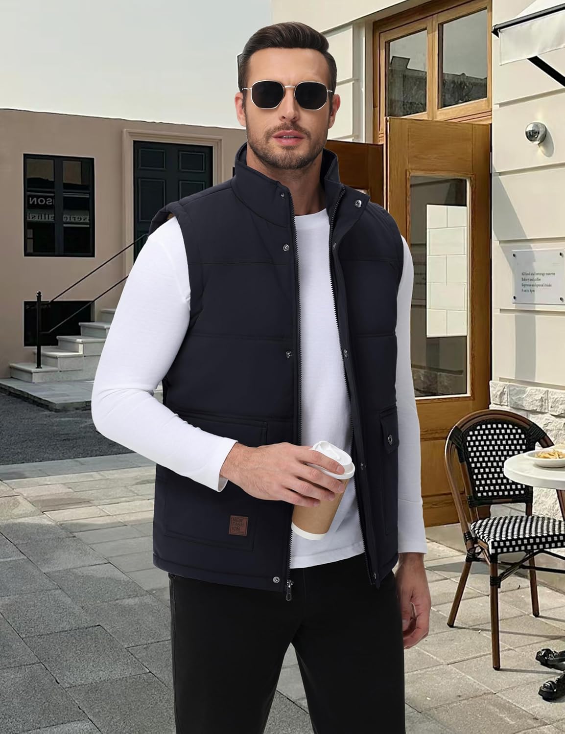 Cotrasen Men's Winter Warm Vests Outerwear Casual Fleece Lined Vest Puffer Sleeveless Jacket - Image 3