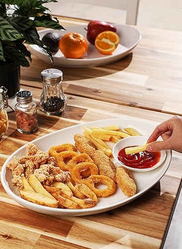 Miniatura 4 de Sweese Paquete de 2 platos ovalados de porcelana, color blanco, duradero y profesional, 14.5 pulgadas, 2.0 unidades